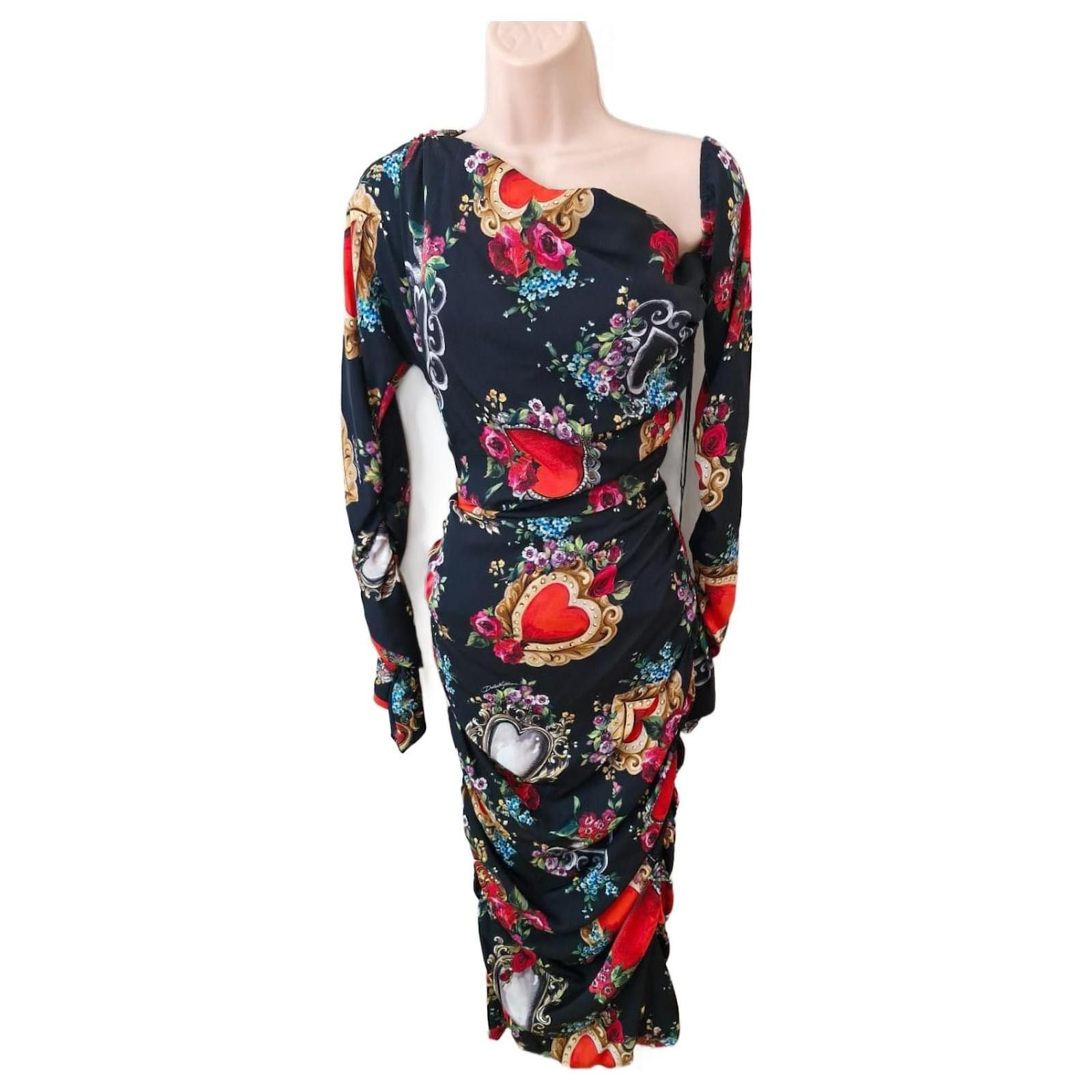 Dolce & Gabbana o1y0825 Midi Dress in Multicolor Size XS / US 0-2 / IT 36-38 - 1 Thumbnail