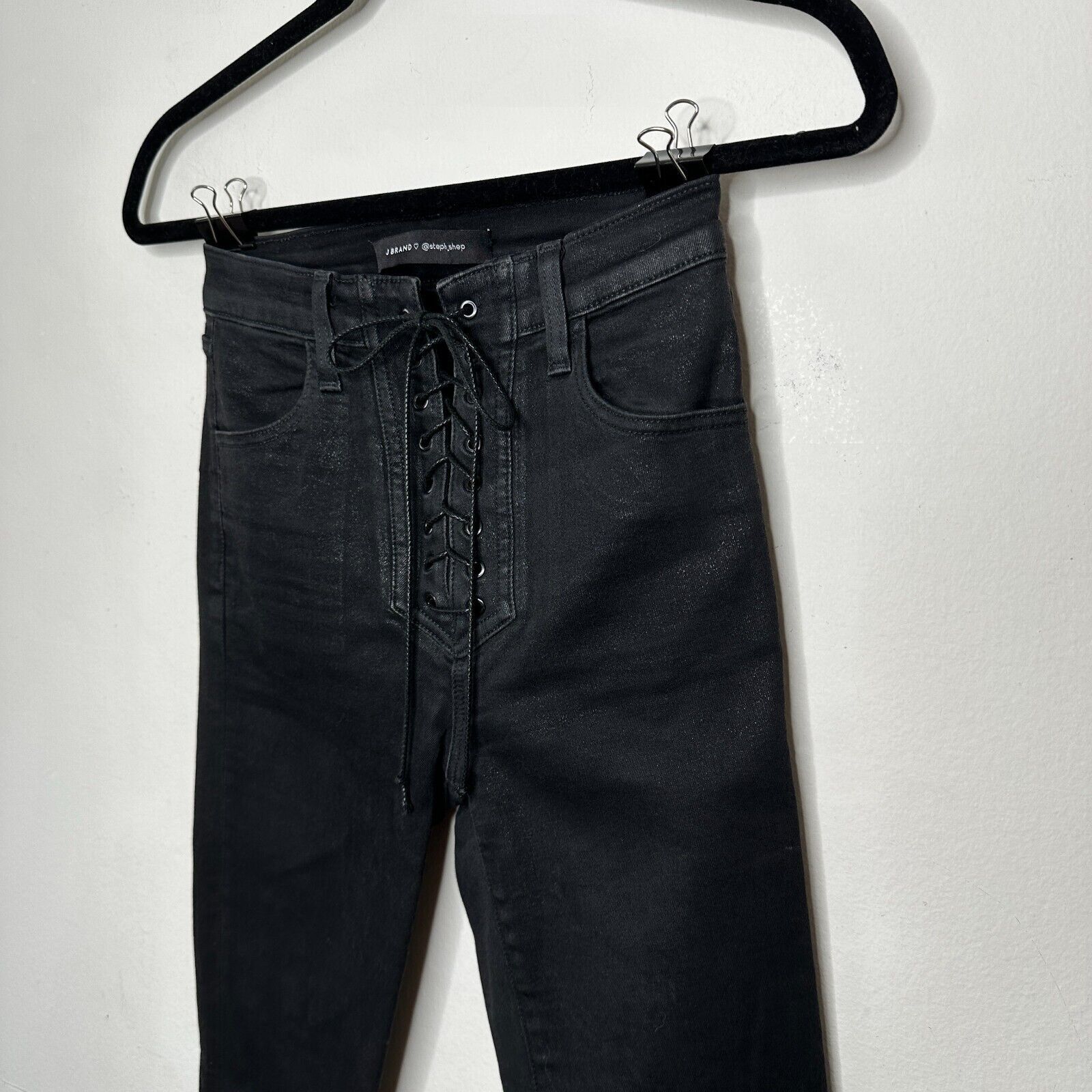 J Brand J Brand Steph Shep Black High-Rise Lace Up jean Vendetta 25 Size 25" / US 0 / IT 36 - 4 Thumbnail