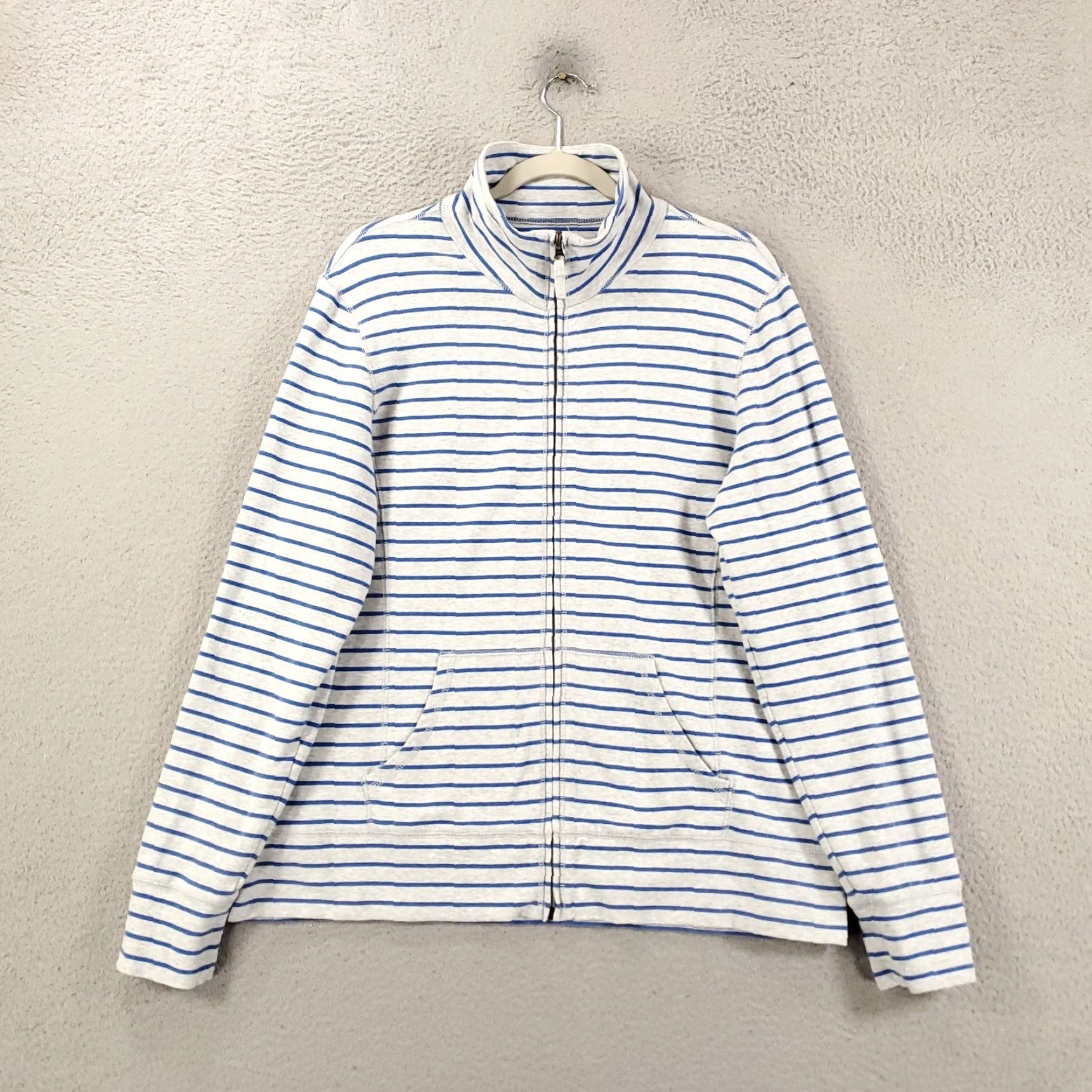 Vintage L L Bean Jacket Womens Large White Blue Full Zip High Neck Stretchy Long Sleeve Womens Size L / US 10 / IT 46 - 2 Thumbnail