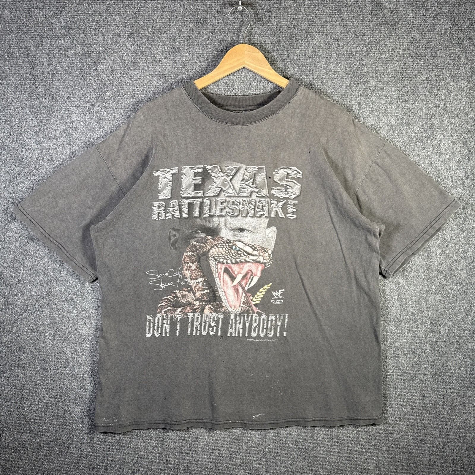 WWF Vintage Stone Cold Austin Shirt XL Black 90s Rattle Snake Size US XL / EU 56 / 4 - 1 Thumbnail