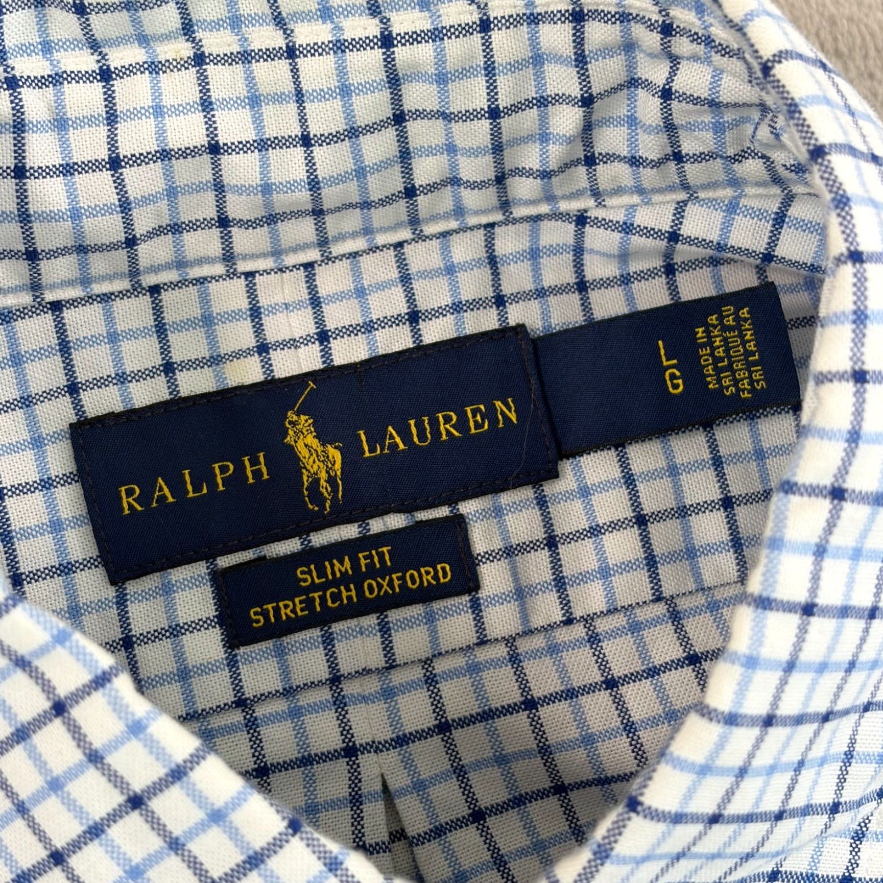 Polo Ralph Lauren Polo Ralph Lauren Stretch Oxford Shirt Men Large Blue Plaid Slim Fit Button-Up with Stretch Wool? Size US L / EU 52-54 / 3 - 2 Thumbnail