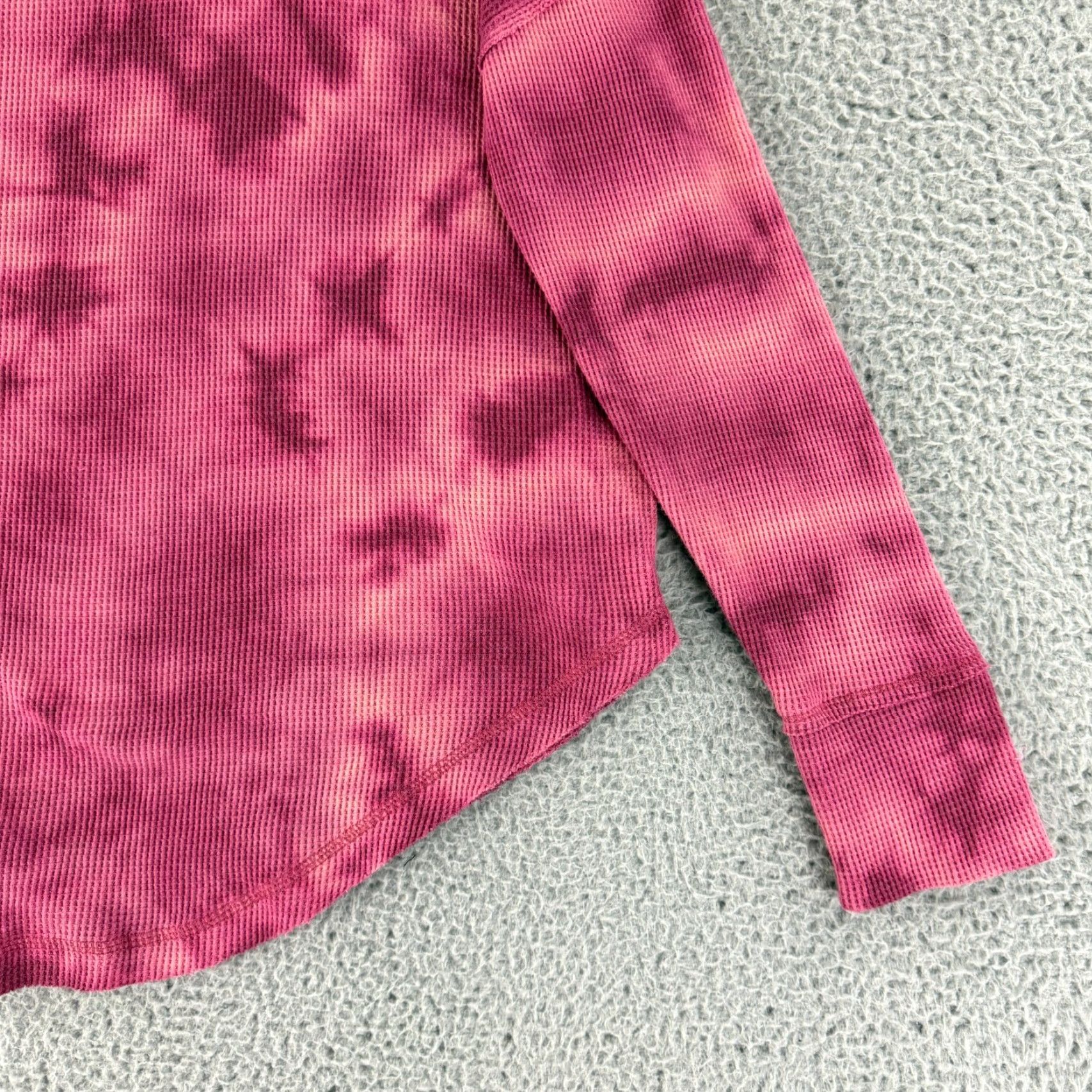 Vintage Maeve Shirt Womens Medium Pink Tie Dye Waffle Knit Long Sleeve Cowl Neck Stretch Size M / US 6-8 / IT 42-44 - 3 Thumbnail