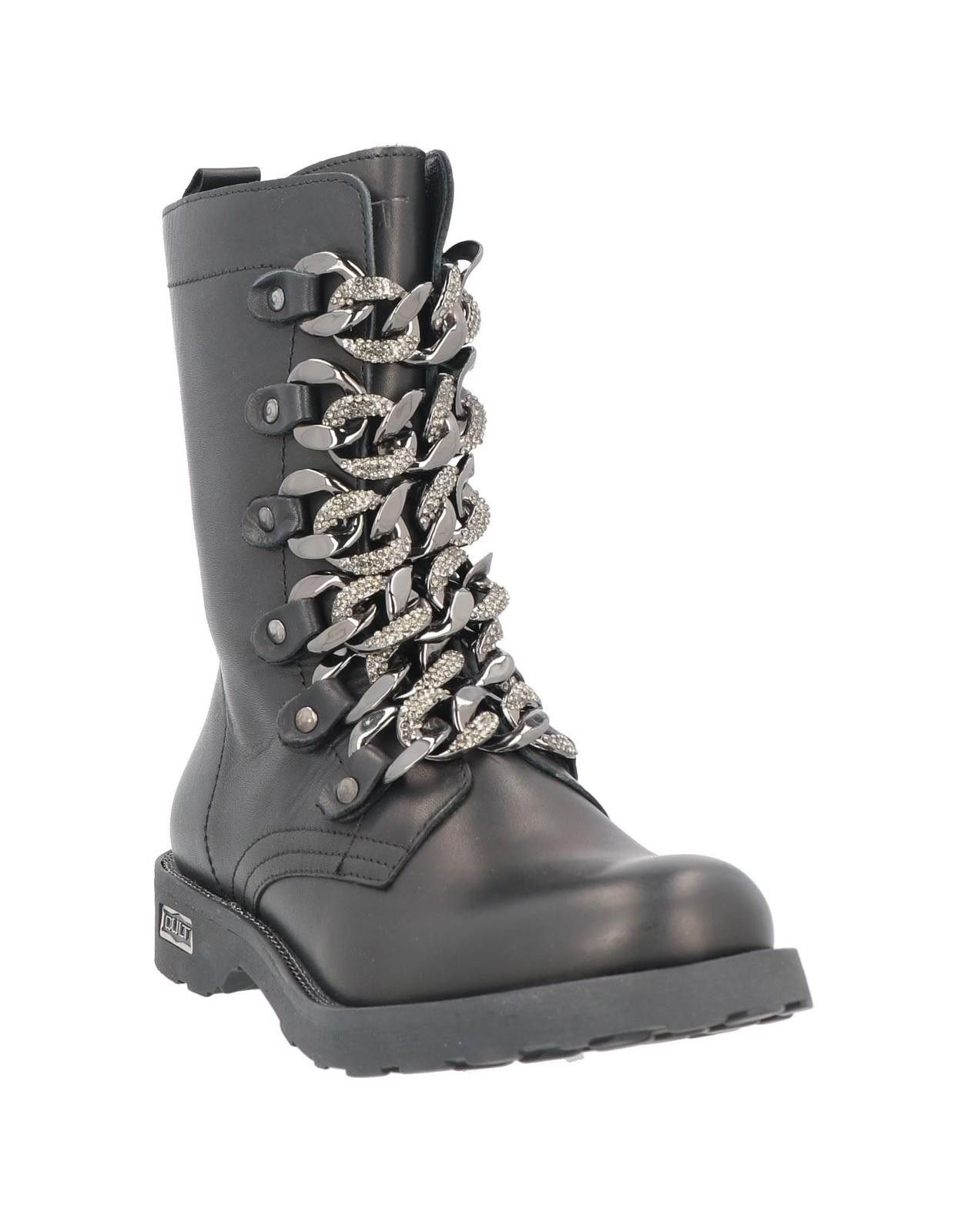 Custo Barcelona Cult Zeppelin leather boots black w chain embellished Sz 8 Size US 7 / IT 37 - 2 Thumbnail