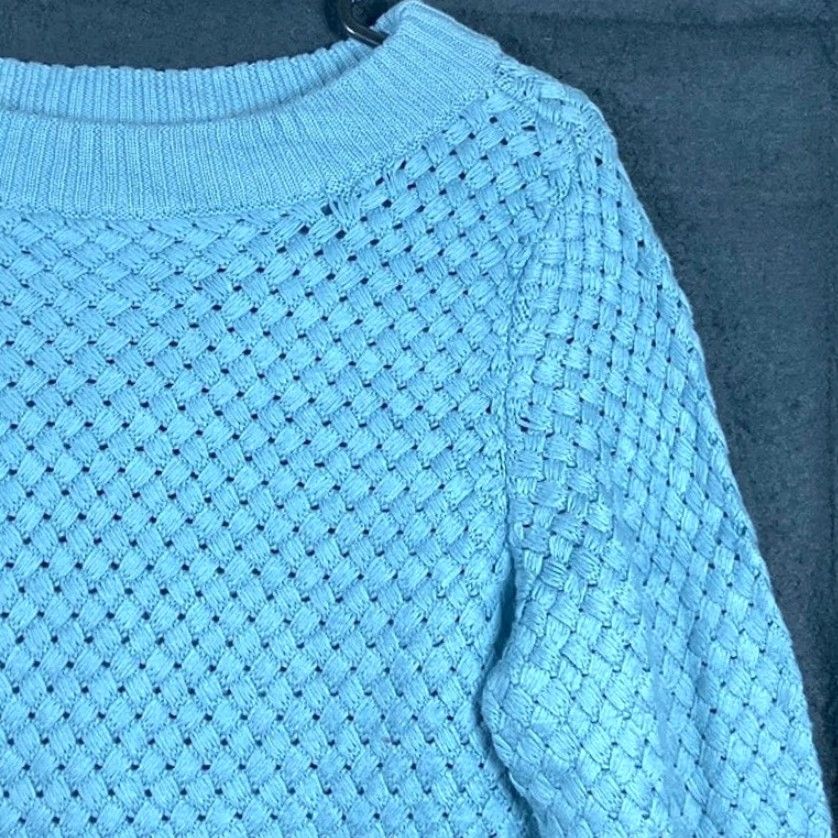 Vintage Talbots Womens Sweater Blue Boat Neck Chunky Knit Woven Long Sleeve XL Size XL / US 12-14 / IT 48-50 - 5 Thumbnail