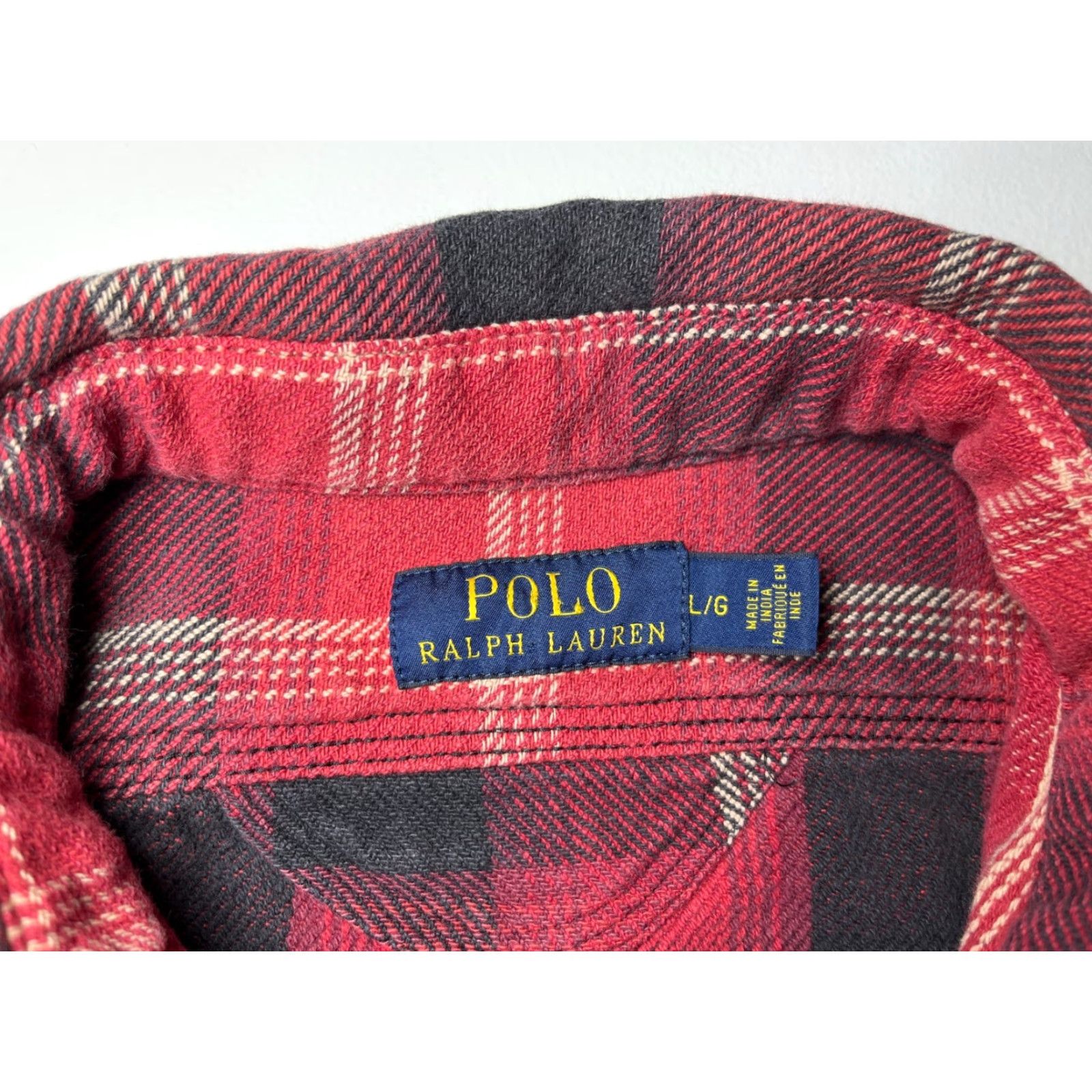 Polo Ralph Lauren VINTAGE Polo Ralph Lauren Shirt Mens Plaid Heavyweight Flannel Sz L Red Black Button-Up Pockets - Classic Americana, Designer, Workwear Size US L / EU 52-54 / 3 - 7 Thumbnail