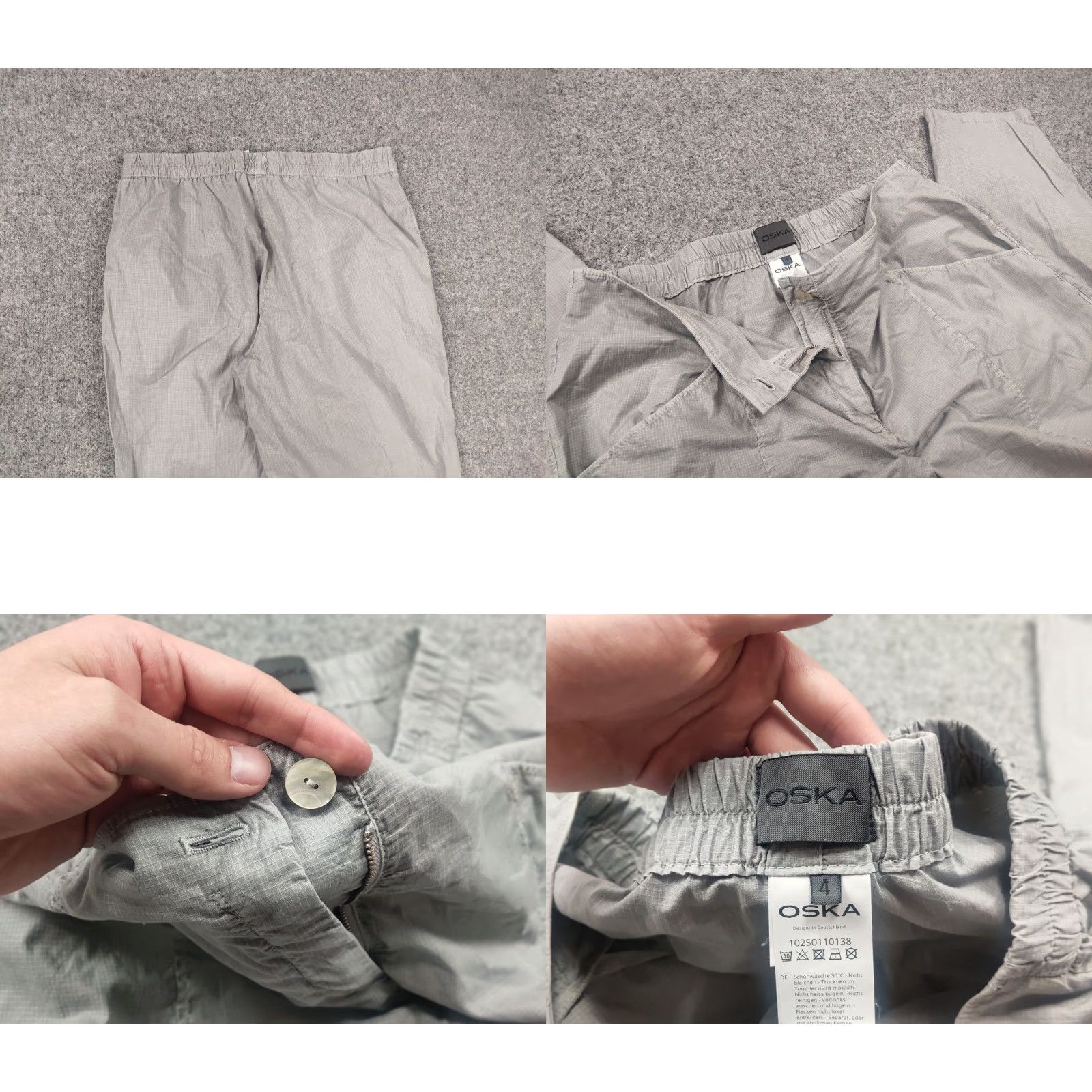 Vintage VINTAGE Oska Design Germany Light Gray Wide Leg Ankle Pocket Drawstring Pants Lagenlook Size 40" / US 18 - 8 Thumbnail