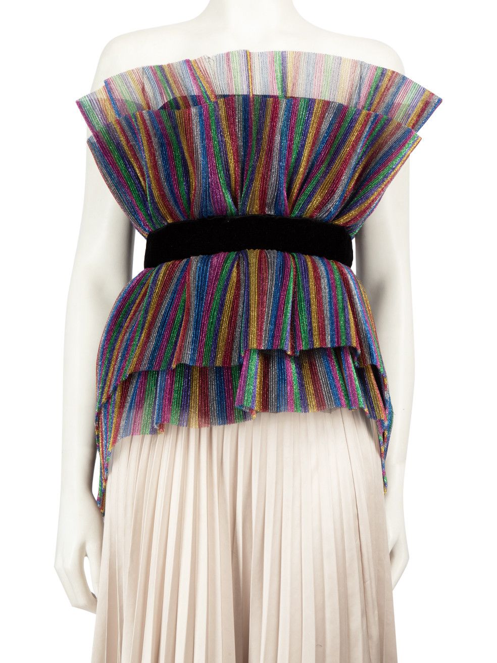 image of The Attico Pleated Tulle Strapless Top, Women's (Size Medium)