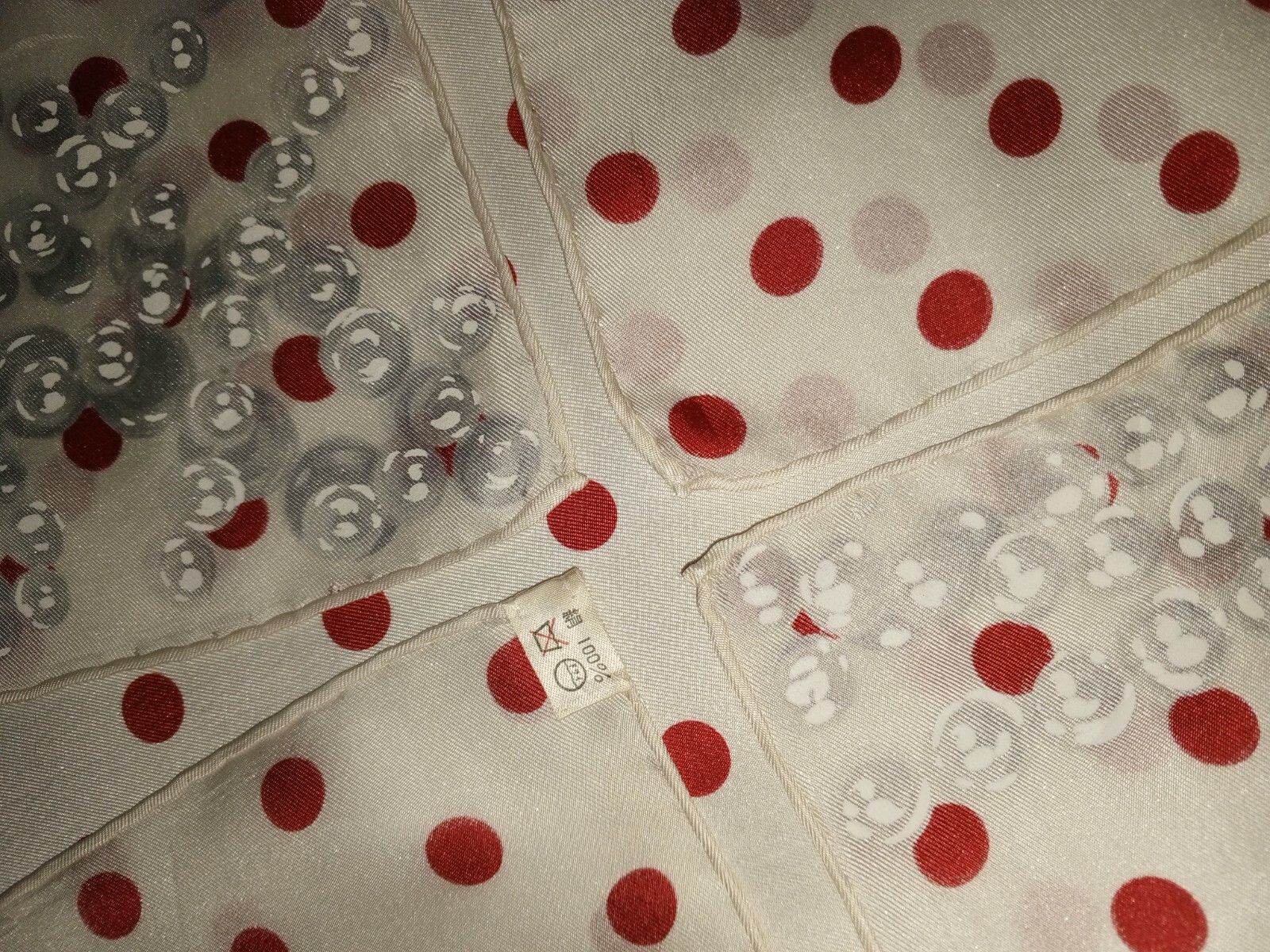 Moschino MOSCHINO PARIS Red Polka Dots White Pearls Beads Silk Scarf Size ONE SIZE - 12 Thumbnail