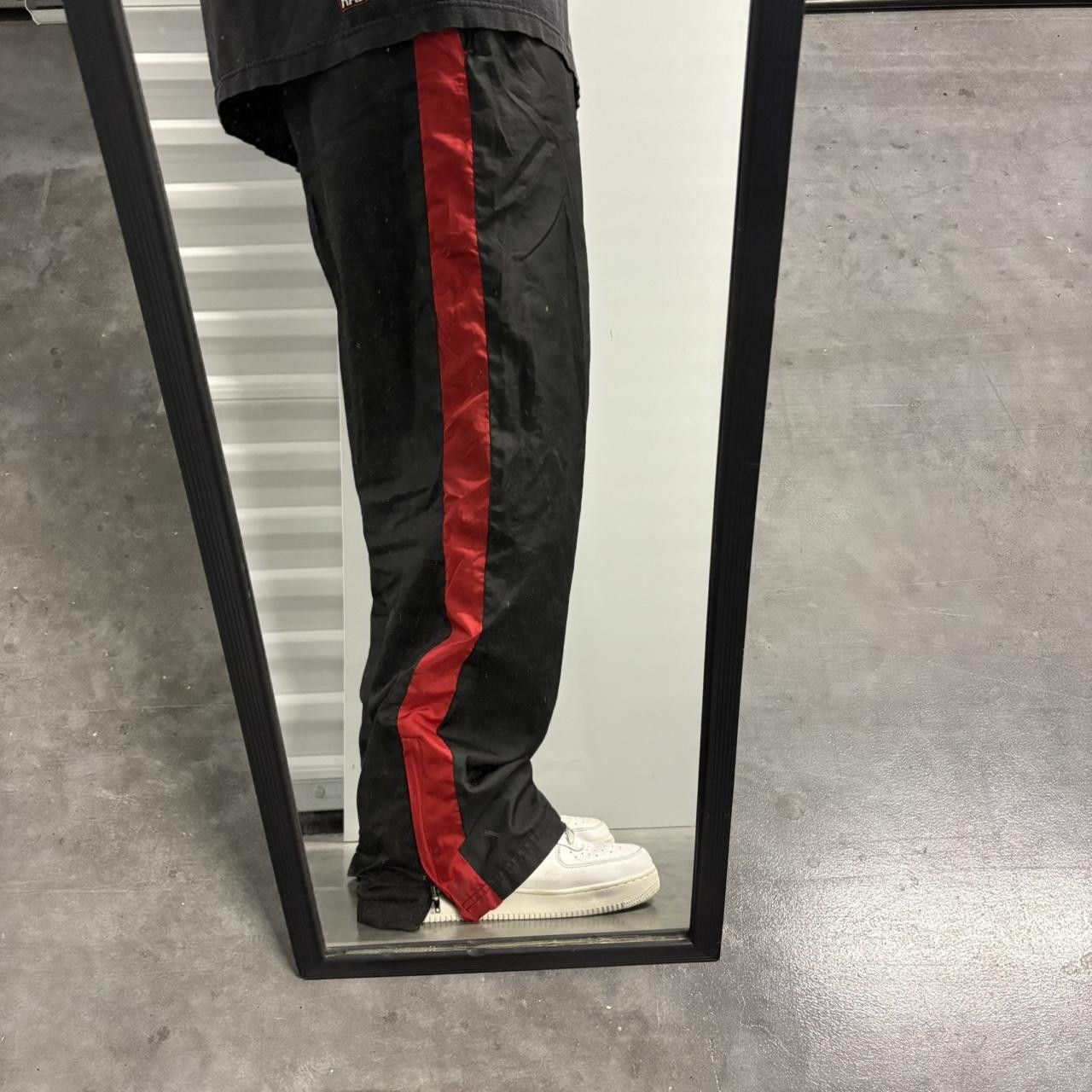 Vintage Vintage Y2K/2000s Baggy Black Trackpants with red stripe and leg zippers! Size US 38 / EU 54 - 1 Thumbnail