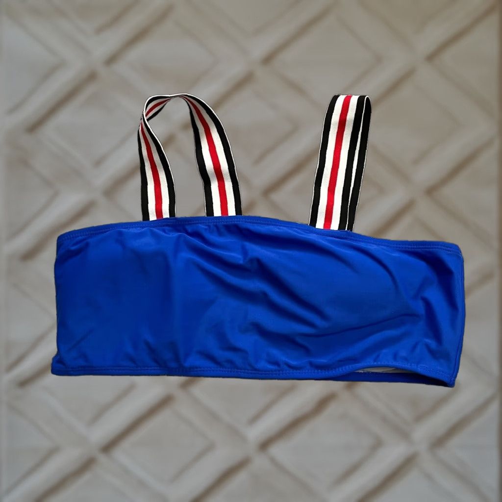 Vintage Unbranded Bikini Top Women’s L Blue Padded Wide Strap Beach Swimwear Top Size L / US 10 / IT 46 - 1 Thumbnail
