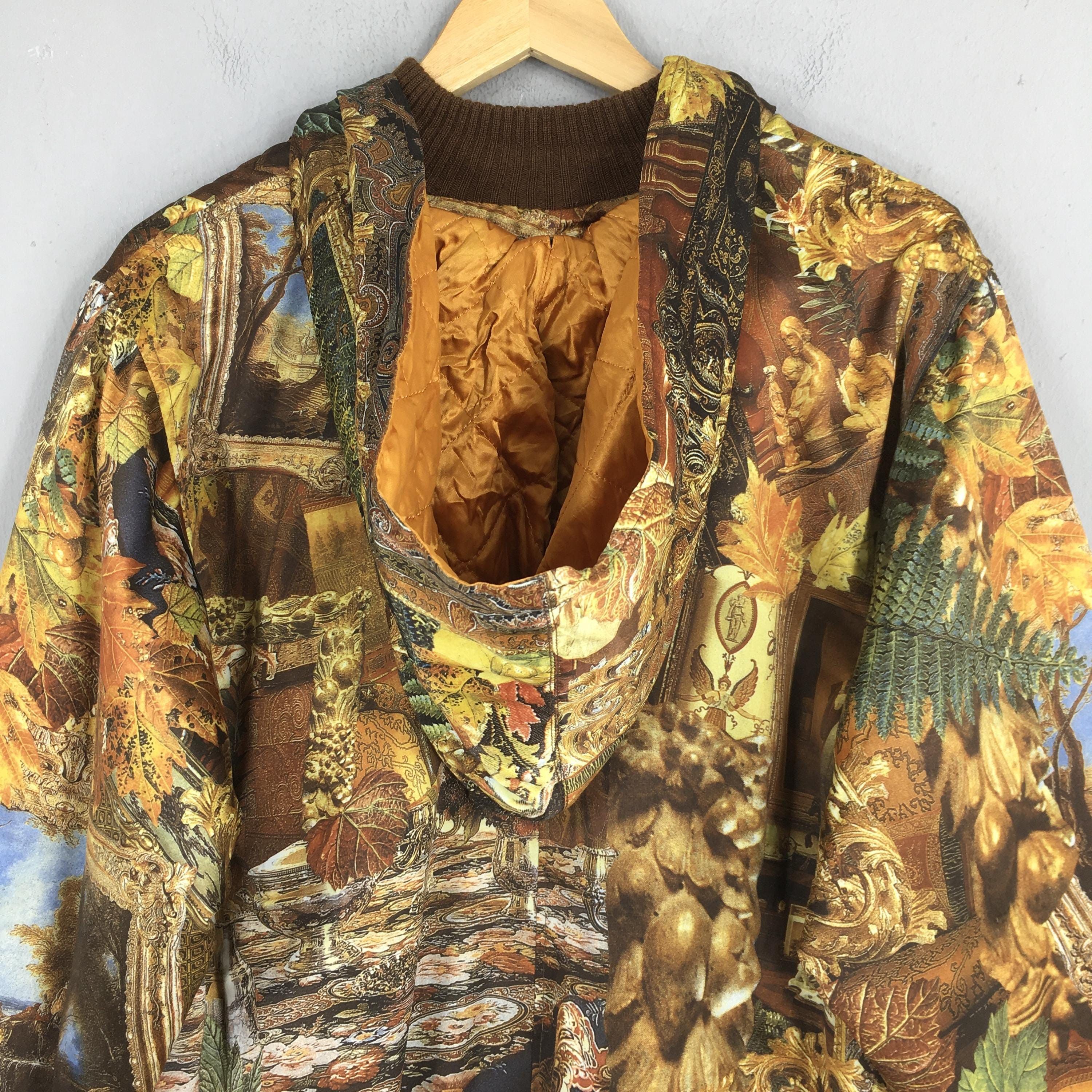 Hermes Vintage 1990s Royalty Baroque Silk Hoodie Jacket Large | Grailed