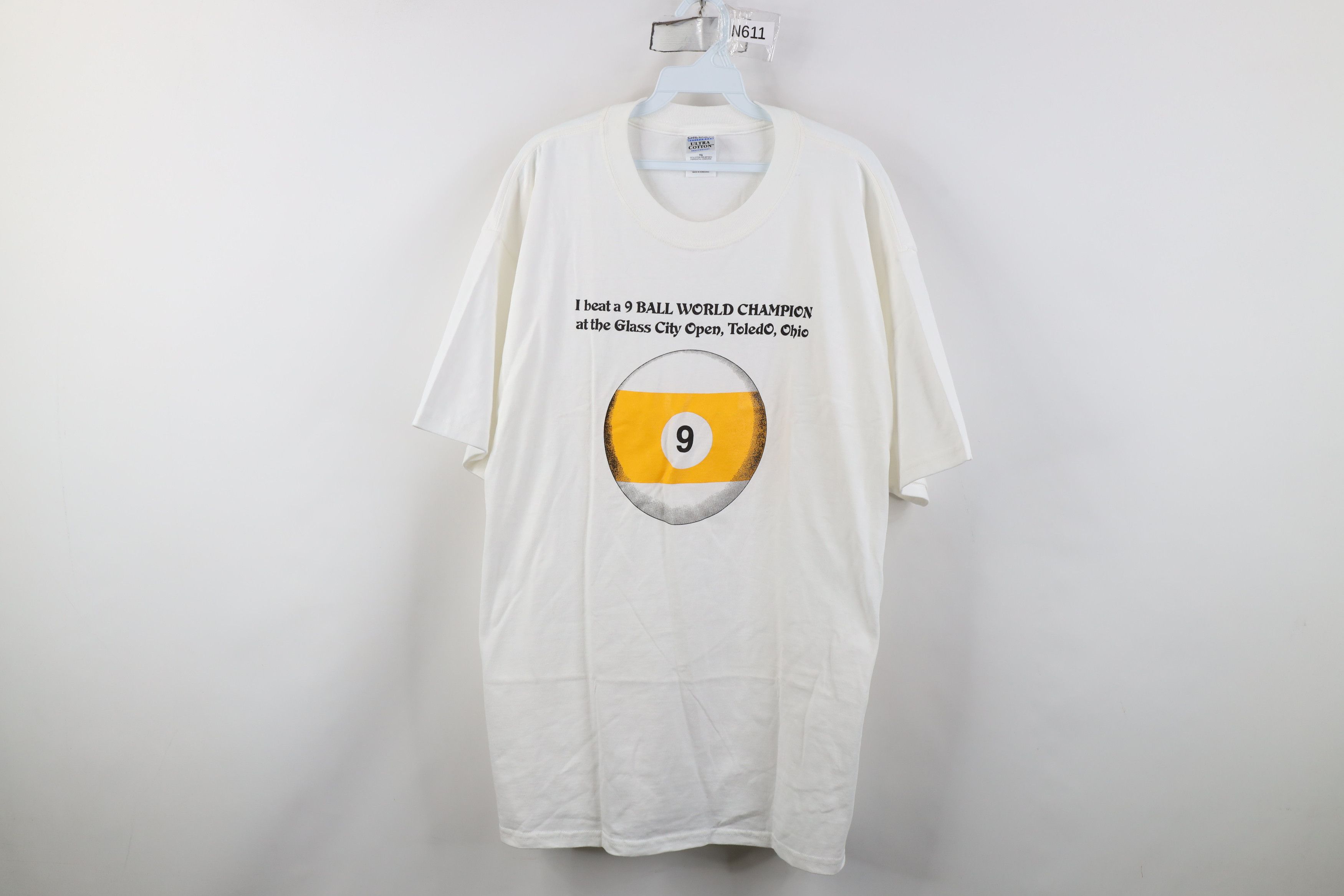 Vintage Vintage 90s Y2K 9 Ball World Champion Glass Open T-Shirt Size US XL / EU 56 / 4 - 1 Thumbnail