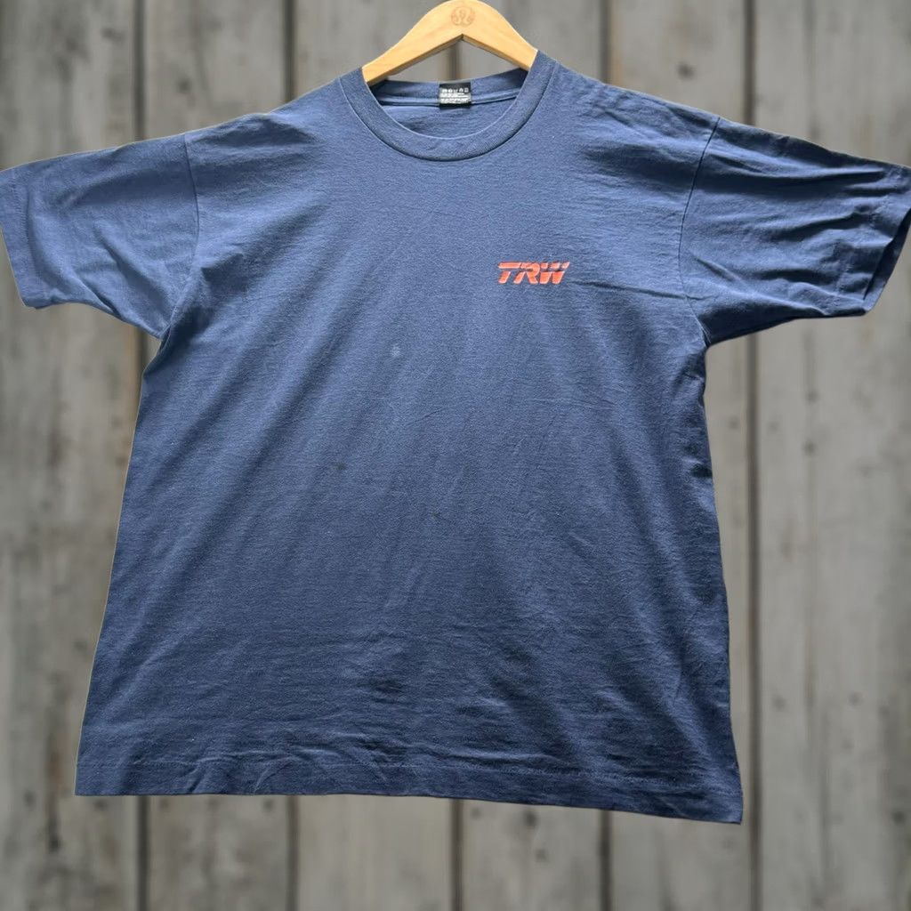 Vintage VINTAGE TRW Shirt Mens L Blue Small Chest Logo Graphic Tee Cotton Screen Stars Size US L / EU 52-54 / 3 - 1 Thumbnail