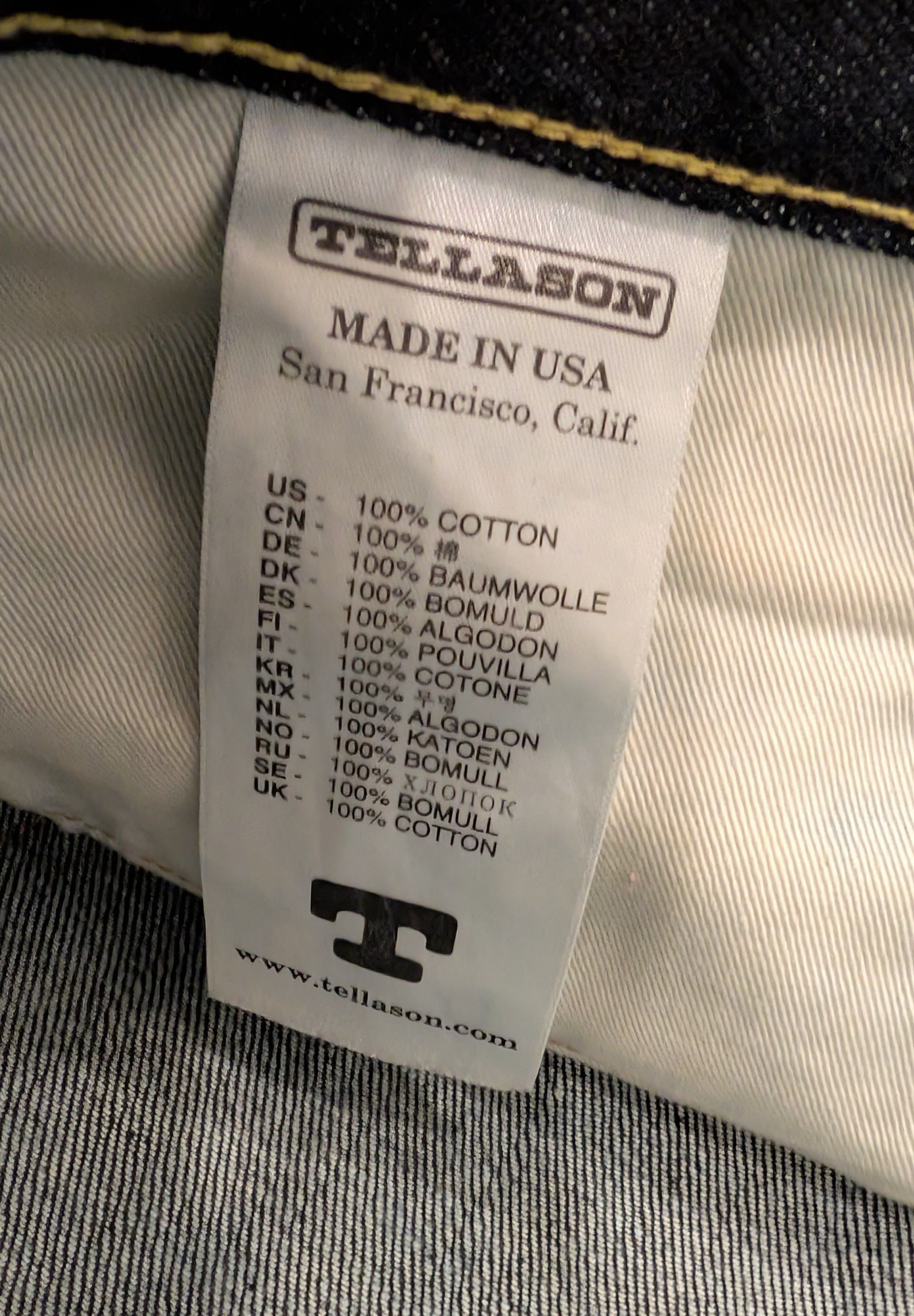 Tellason Tellason Sim Fit Selvedge Denim Jeans Made in USA Size US 33 - 4 Thumbnail