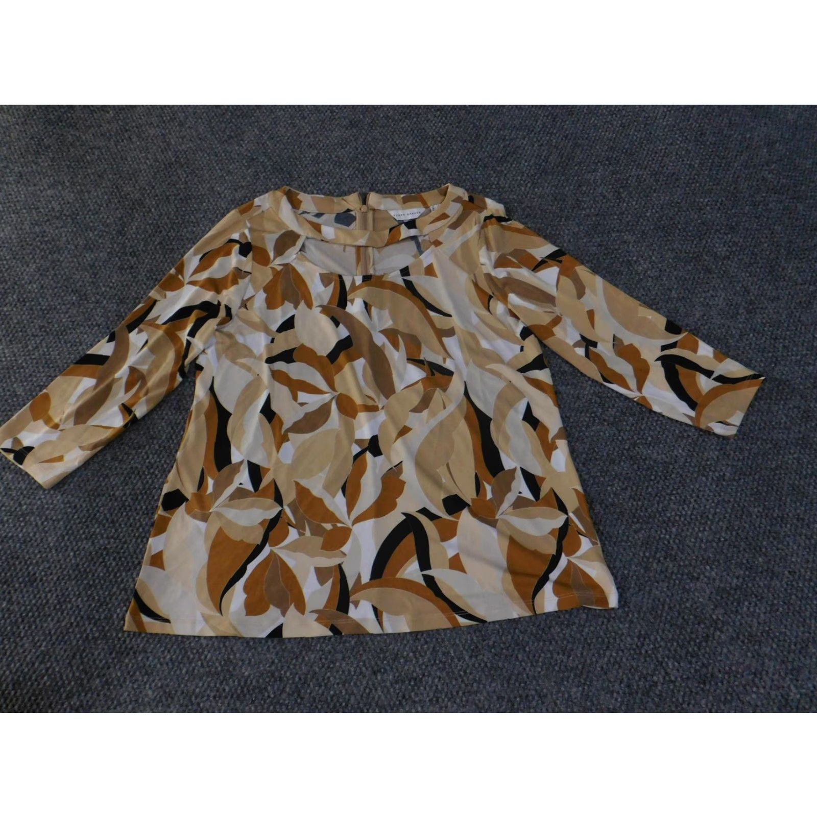 Vintage Susan Graver Shirt Womens Large Leaf Print 3/4 Sleeve Pullover Top Blouse Size L / US 10 / IT 46 - 3 Thumbnail