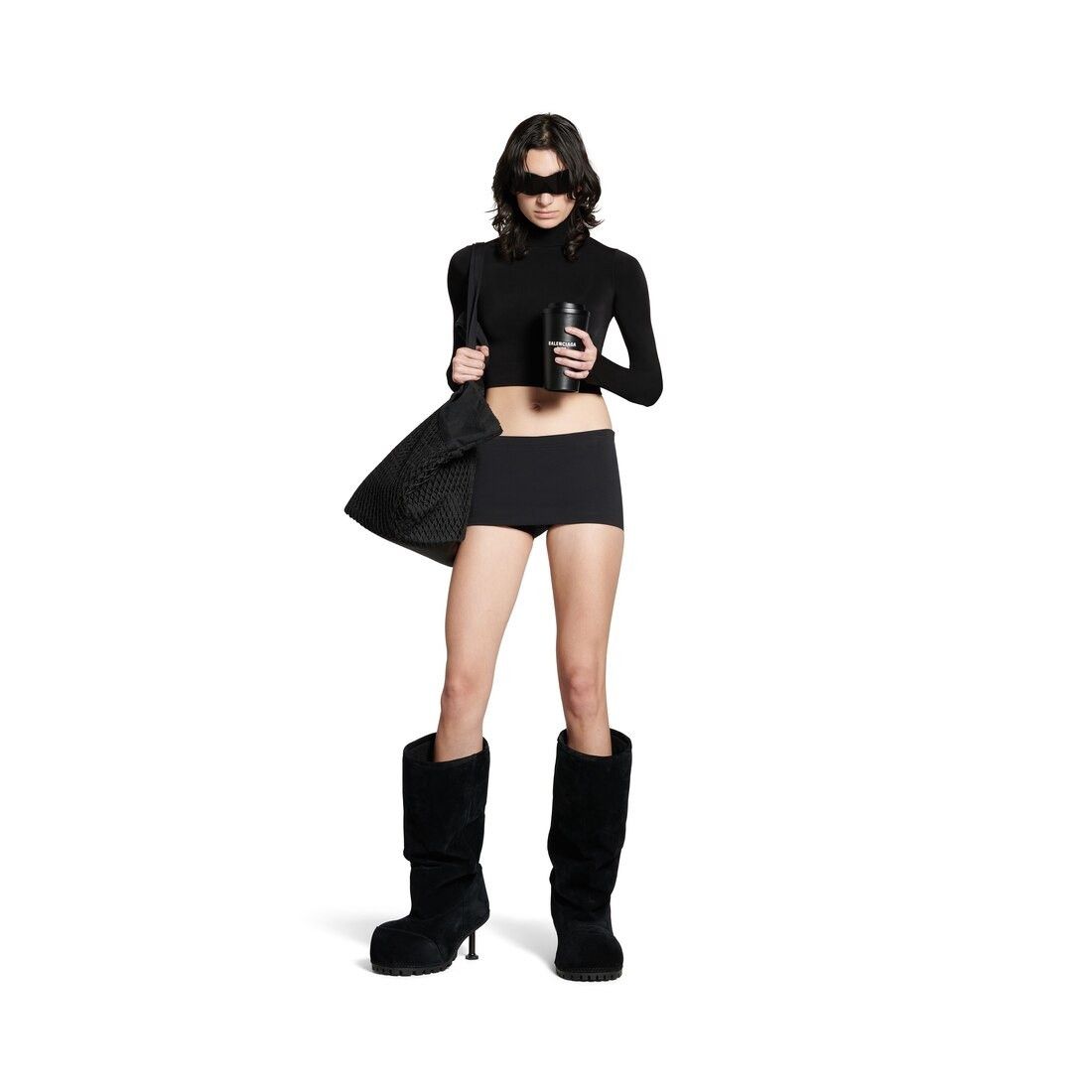 Balenciaga o1s1wg110126 Mini Cycling Skirt in Black Size 28" / US 6 / IT 42 - 2 Thumbnail