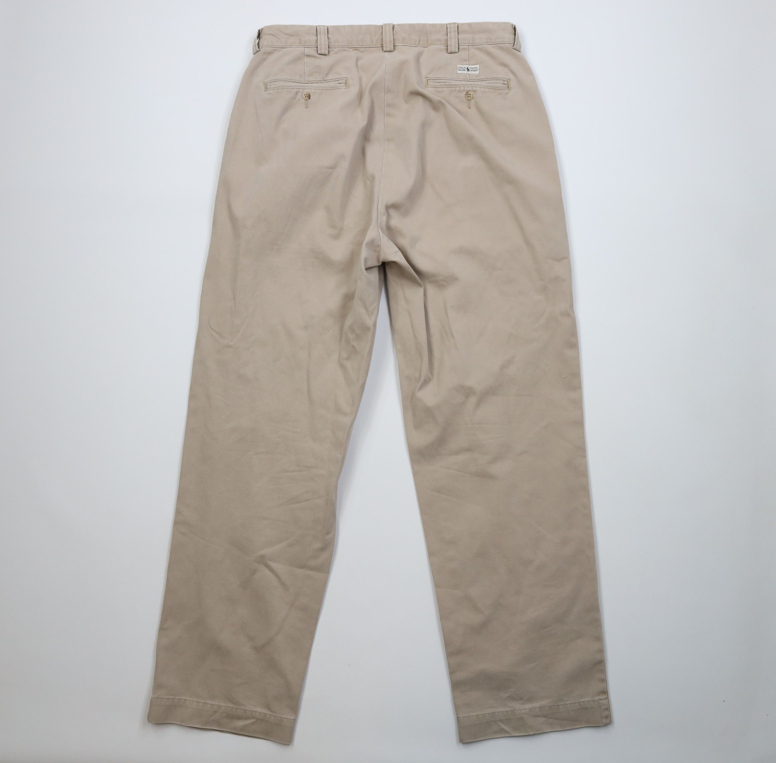 Ralph Lauren Vintage 90s Ralph Lauren Wide Leg Chino Pants Beige Cotton Size US 34 / EU 50 - 10 Thumbnail