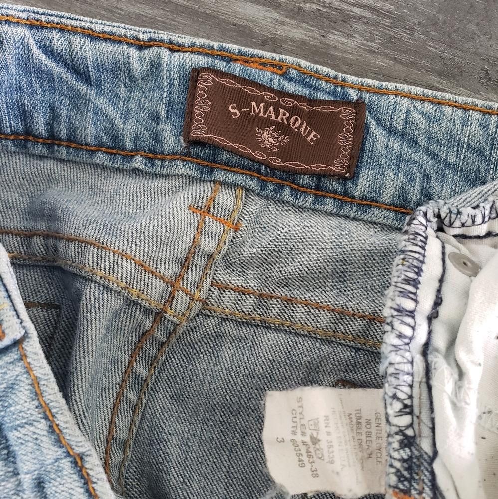 Designer Light Denim Distressed S-MARQUE Bootcut Jean Size 30" / US 8 / IT 44 - 3 Thumbnail