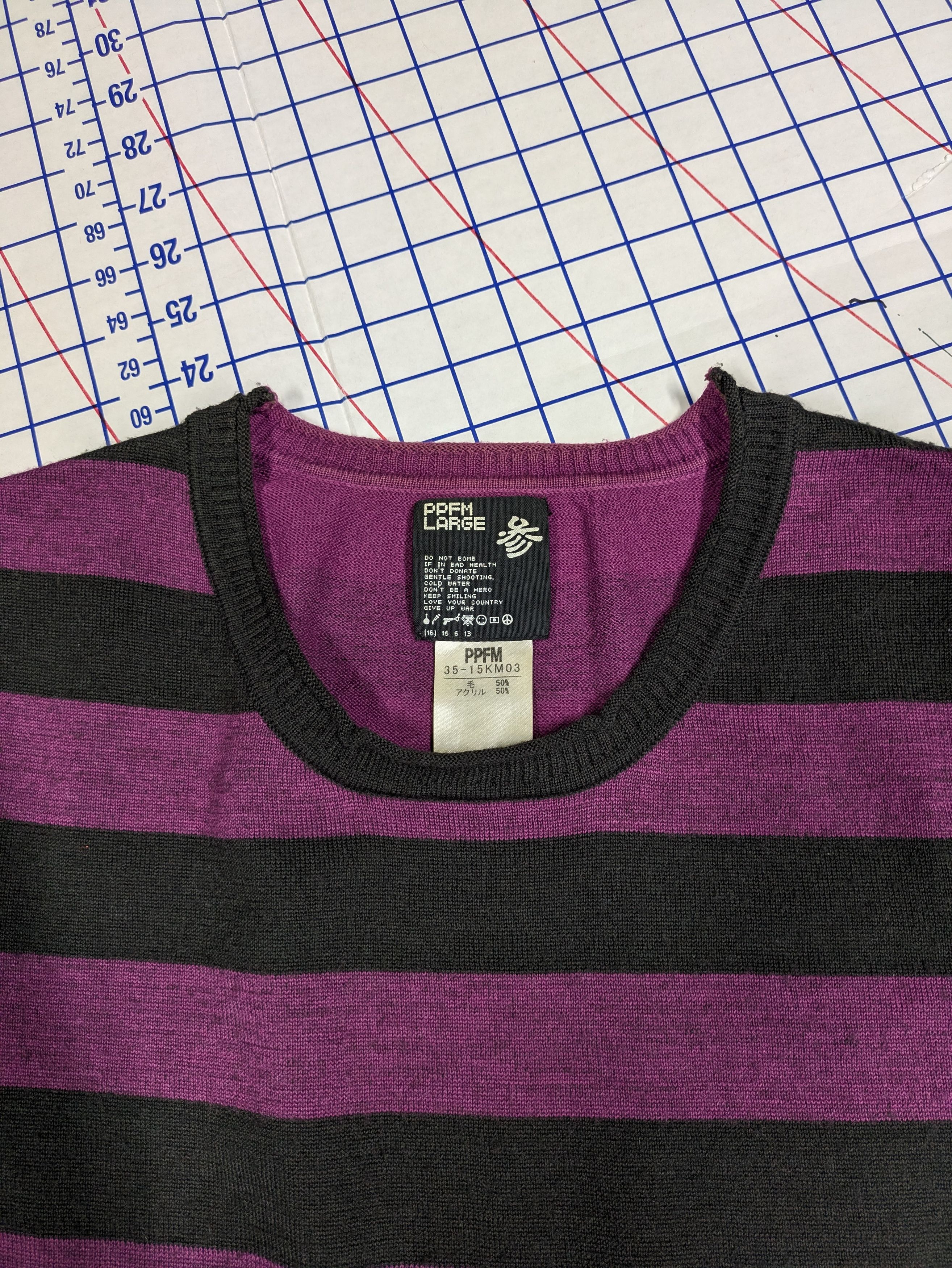 PPFM purple black wool blend striped sweater