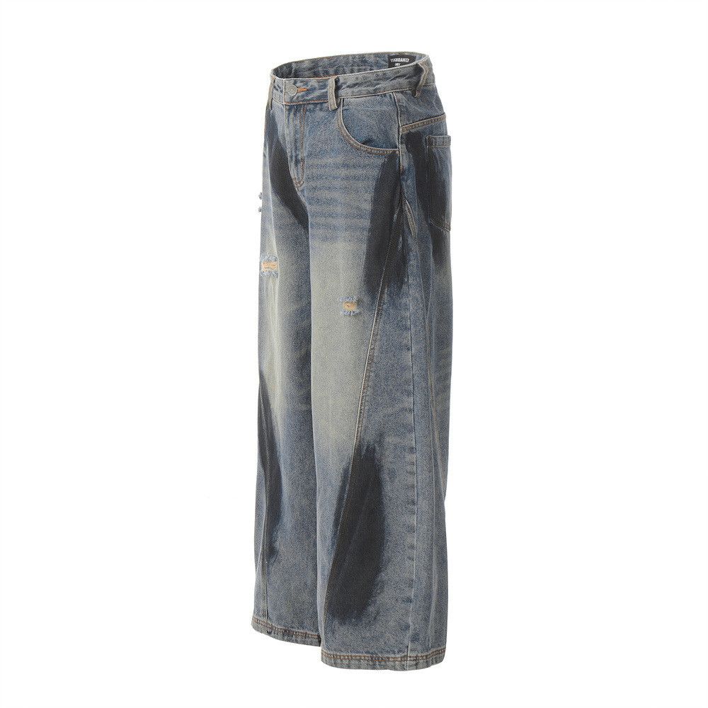 Japanese Brand × Vintage American men's loose ink-splashed hole straight jeans Size US 32 / EU 48 - 2 Thumbnail