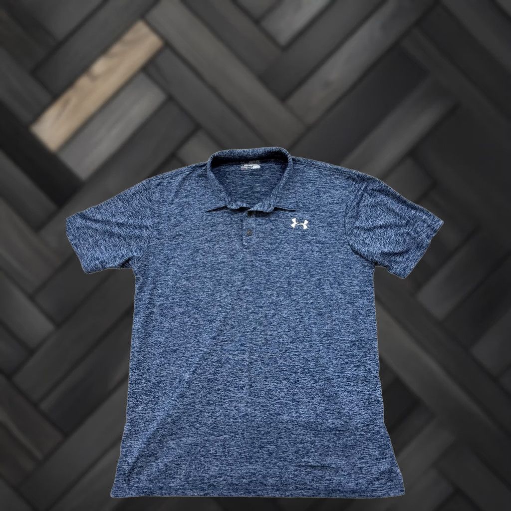 Under Armour Under Armour HeatGear Navy Heather Polo Shirt XXL Short Sleeve Loose - Men Size US XXL / EU 58 / 5 - 1 Thumbnail