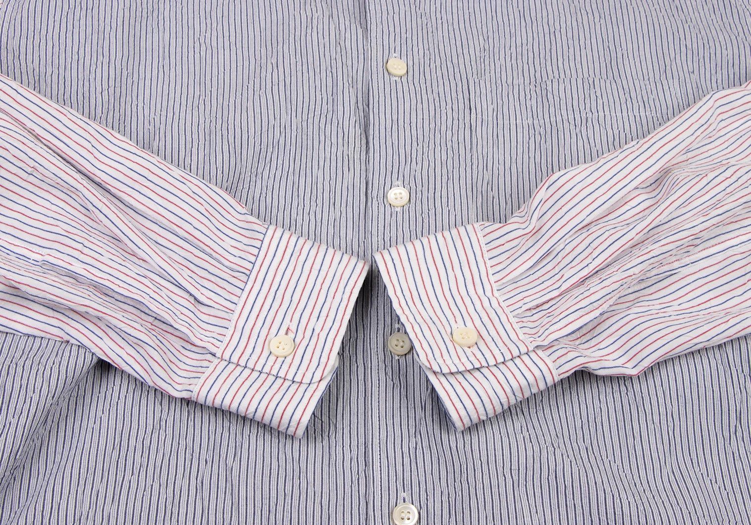 Issey Miyake Stripe Long Sleeve Shirt in Navy and White Size US M / EU 48-50 / 2 - 8 Thumbnail