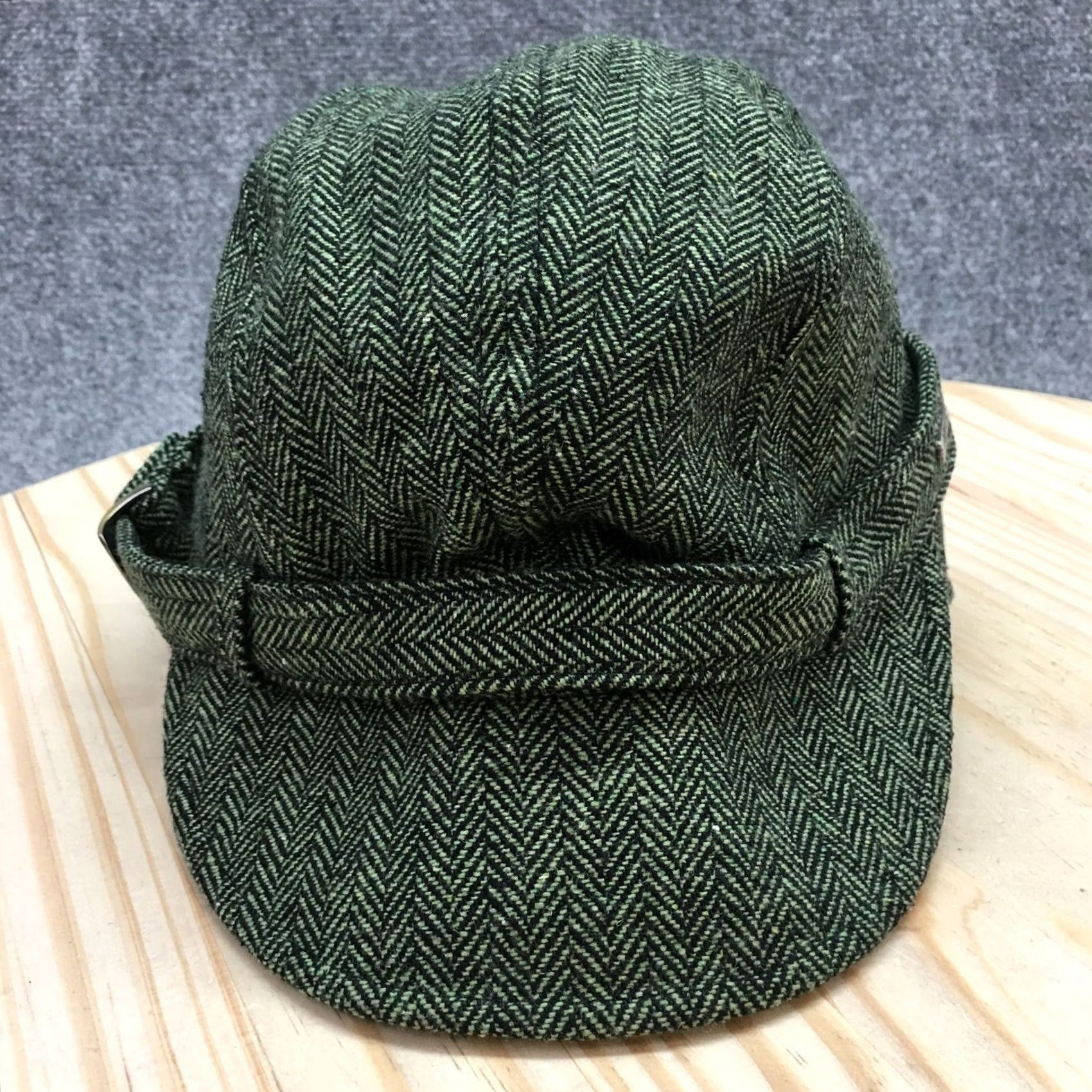 Vintage DeLux Army Cap Mens Womens Green M-L Fitted Buckle Curved Brim Polyester Blend Size ONE SIZE - 2 Thumbnail