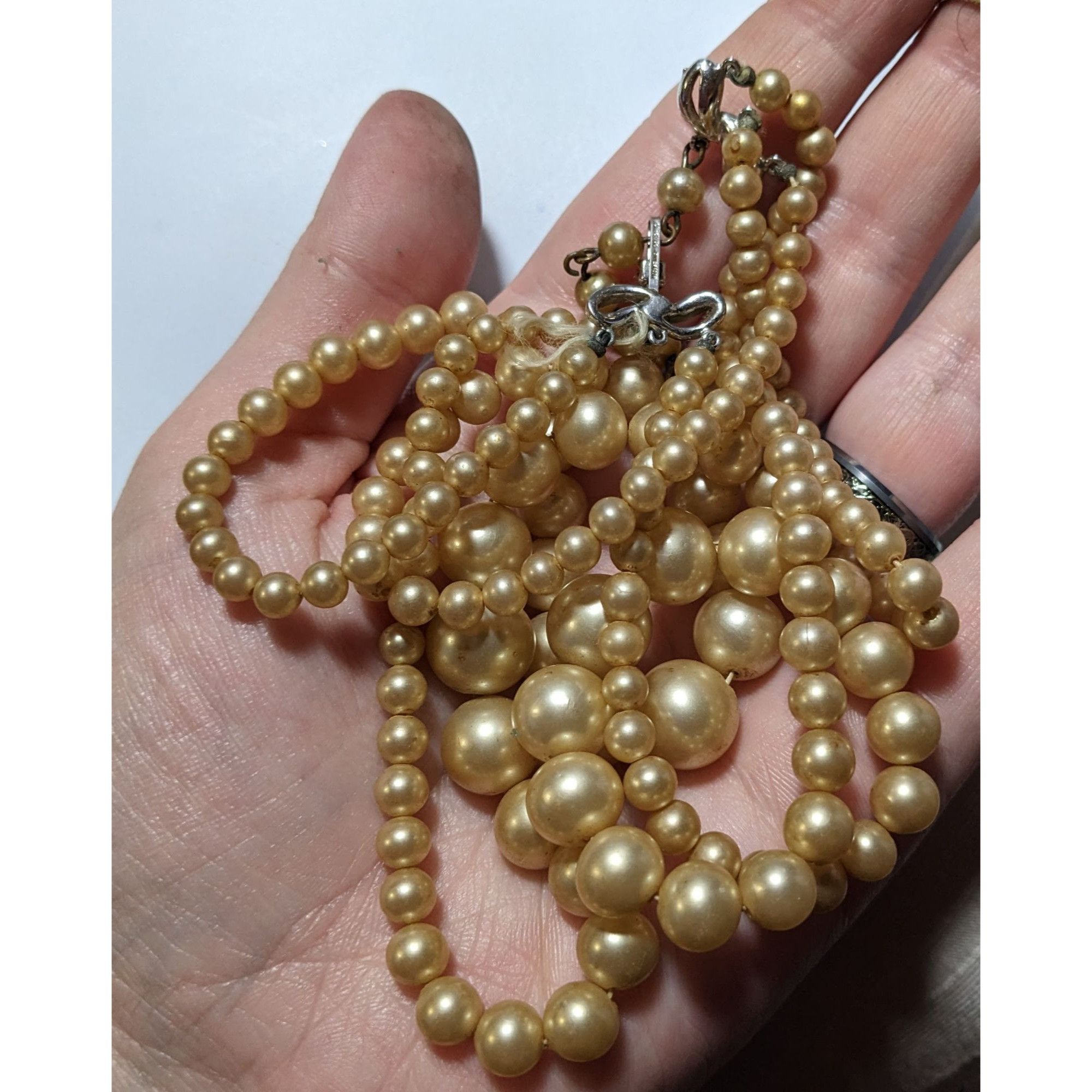 Other Vintage Marvella Triple Layer Gold Tone Faux Pearl Necklace Size ONE SIZE - 16 Thumbnail