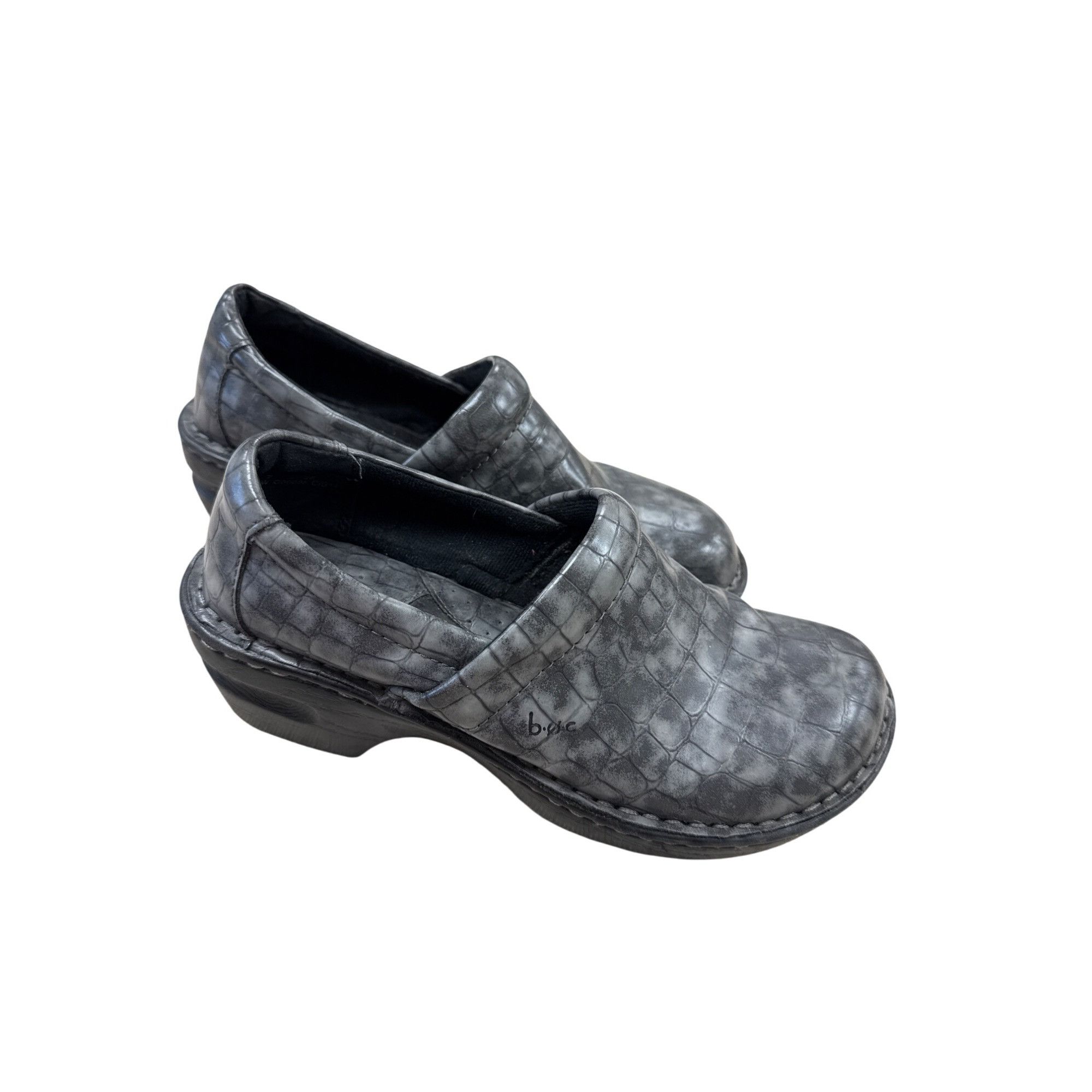 Boc B.O.C Womens Gray Croc-Embossed Clogs Mules Size 7 SKU 7182 Size US 7 / IT 37 - 4 Thumbnail