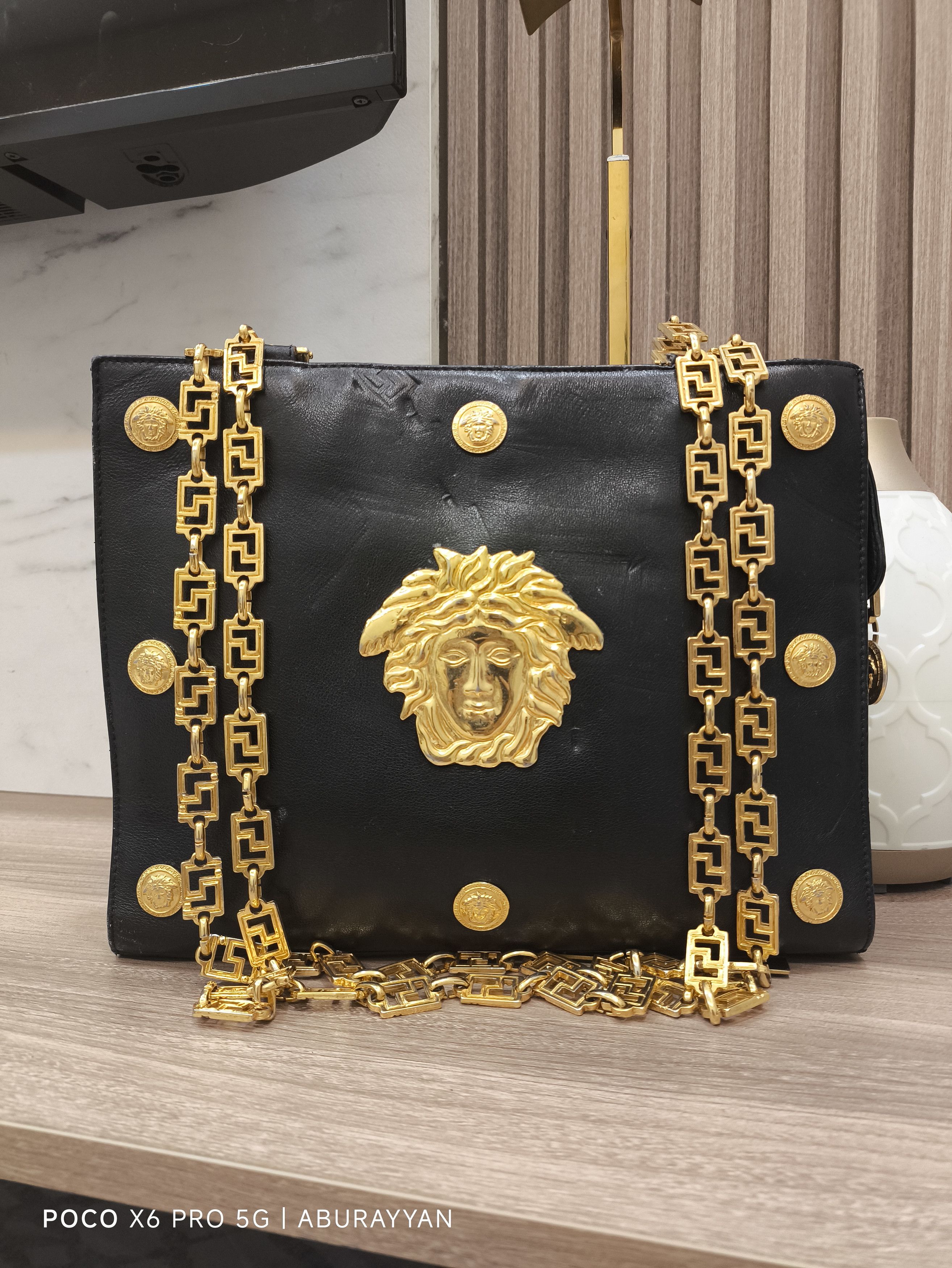 Versace Gianni Versace Medusa Studded Black Leather Chain Crossbody Size ONE SIZE - 2 Thumbnail