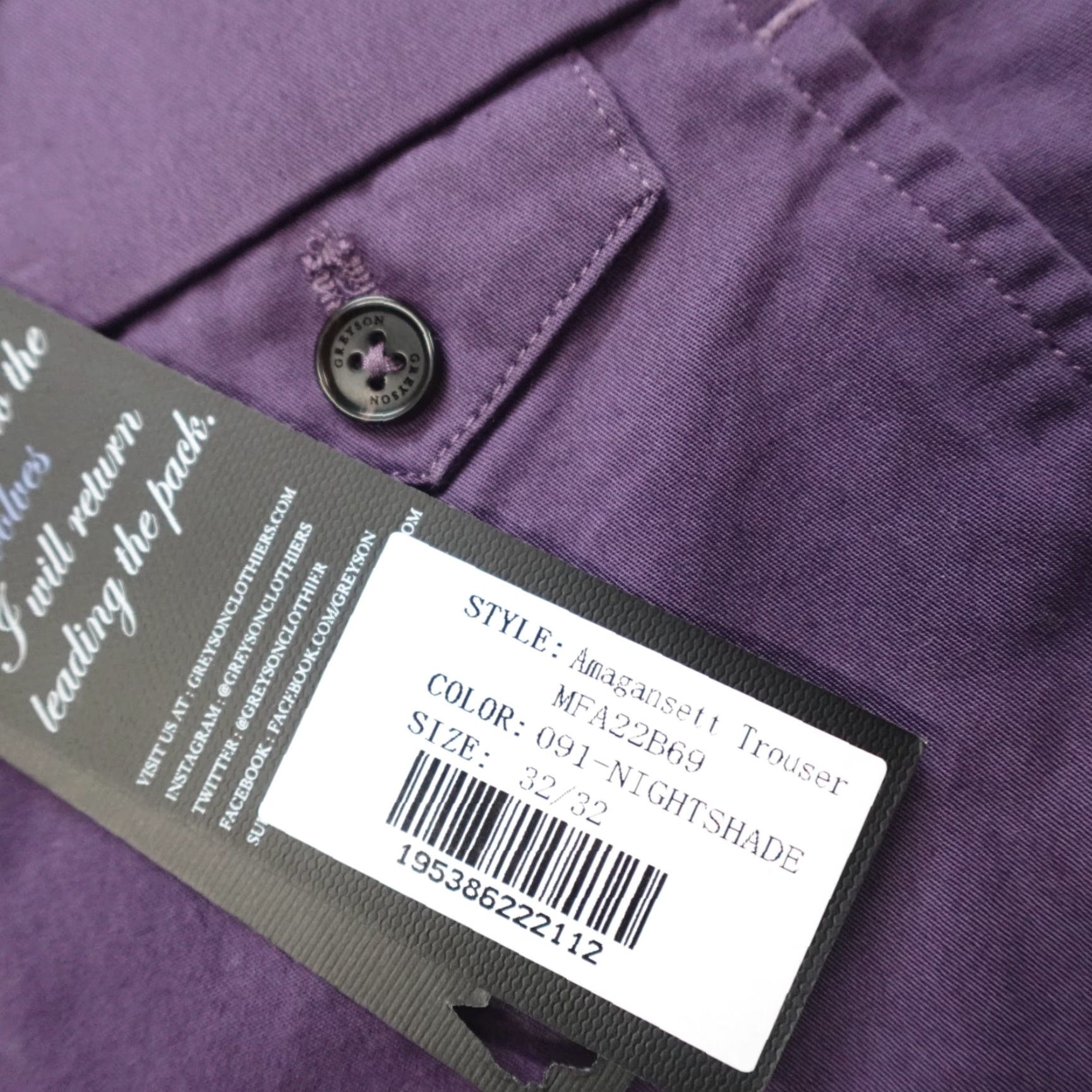 Vintage Greyson Amagansett 5-Pocket Trouser Pants Nightshade Purple Cotton Stretch 32/32 Men Pants Regular Slim? (not adding new info) Size US 32 / EU 48 - 3 Thumbnail