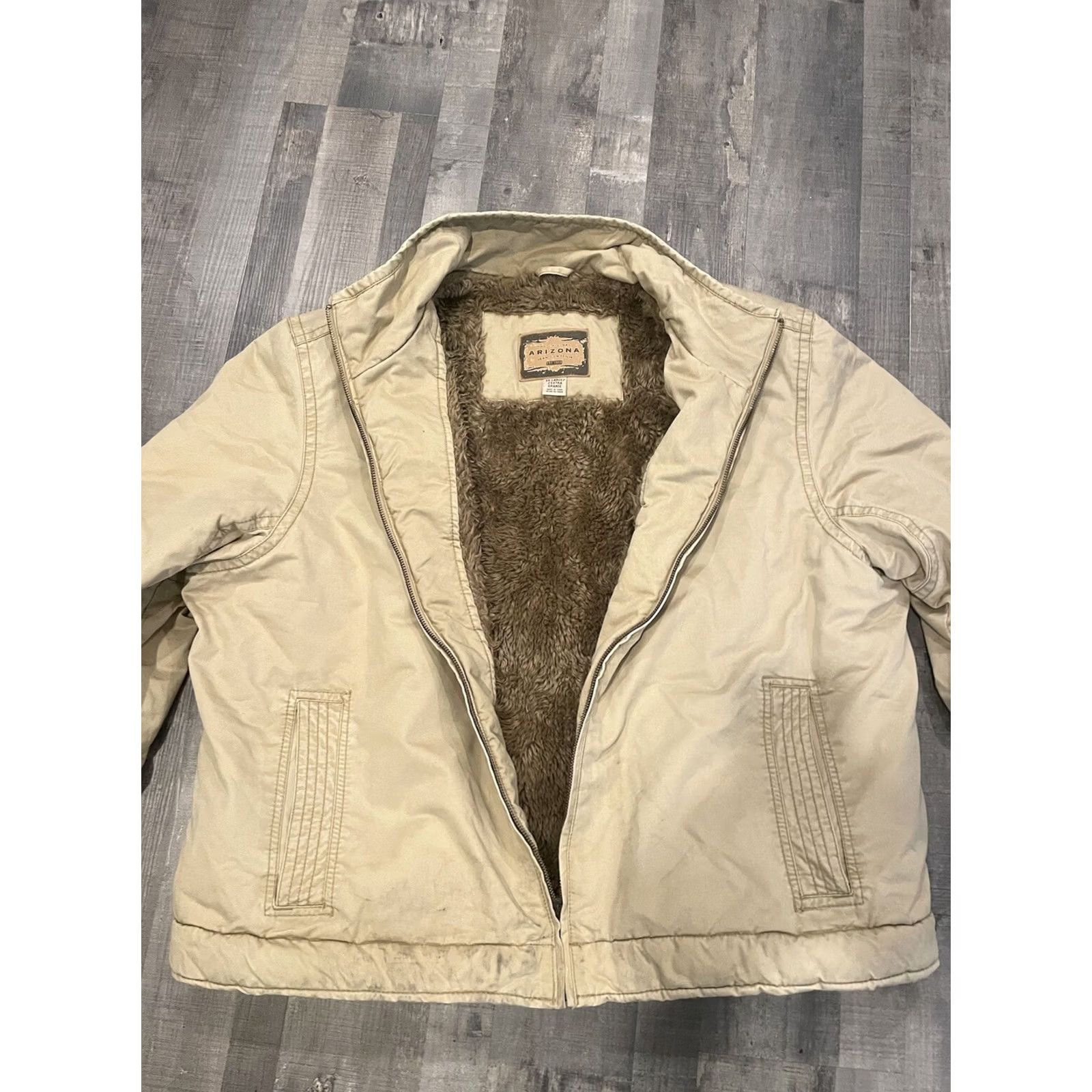 Vintage Arizona Jeans Coat Jacket Lined Size 2XL Brown / Tan Bomber Jacket Men Winter Classic Lined Zipper Cotton Solid 2XL Brown Mens Size US 39 - 3 Thumbnail
