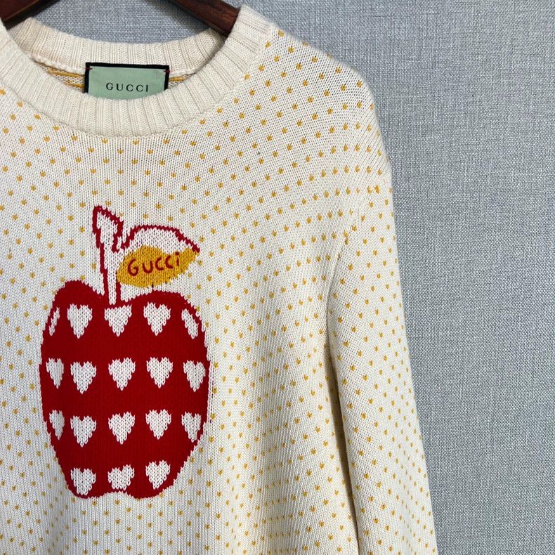 Gucci Gucci Beige apple love logo knit sweater 2502-Nextarrow Size US XL / EU 56 / 4 - 3 Thumbnail