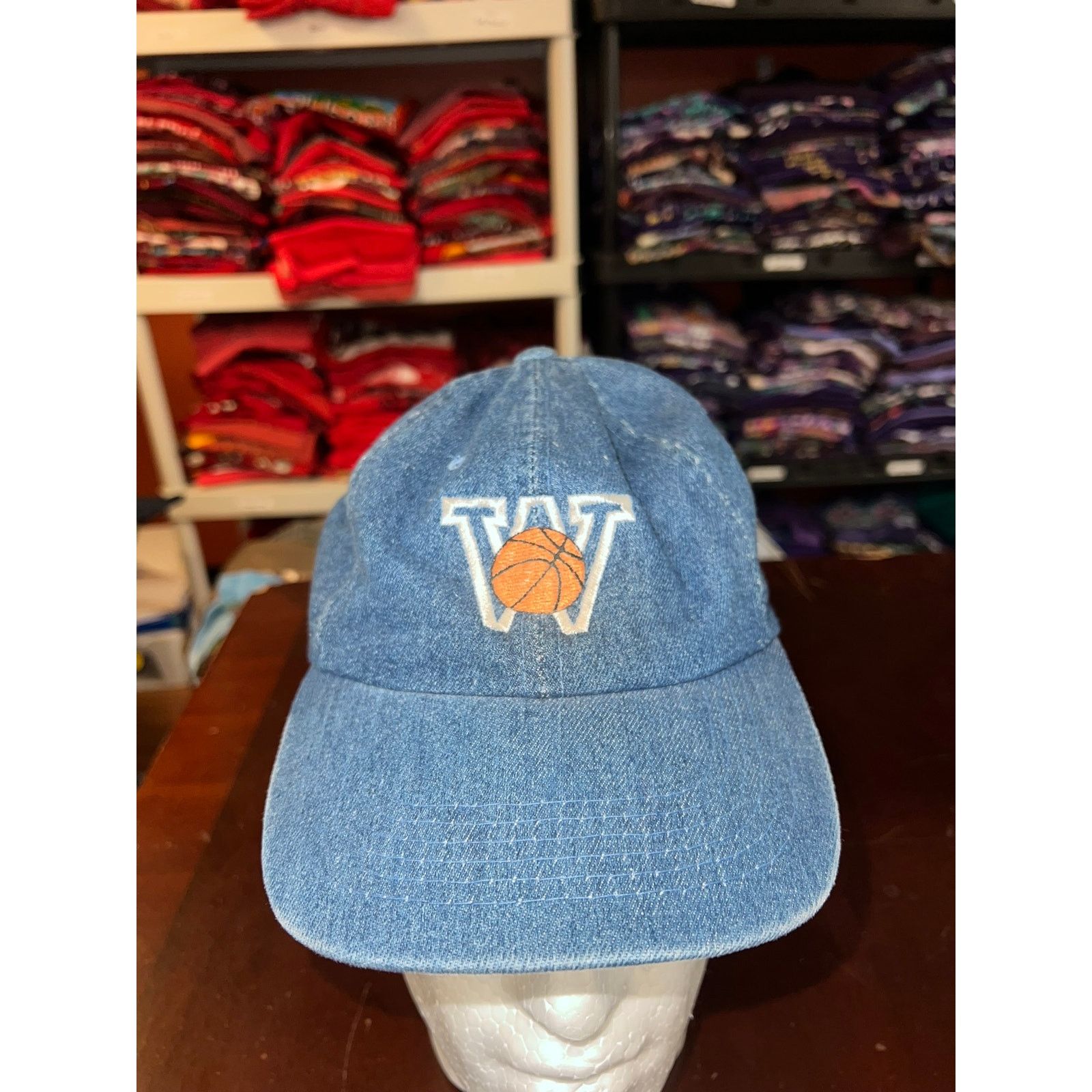 Vintage Vintage Washington Hat Basketball Blue Denim Cap Headwear OS Size ONE SIZE - 1 Thumbnail