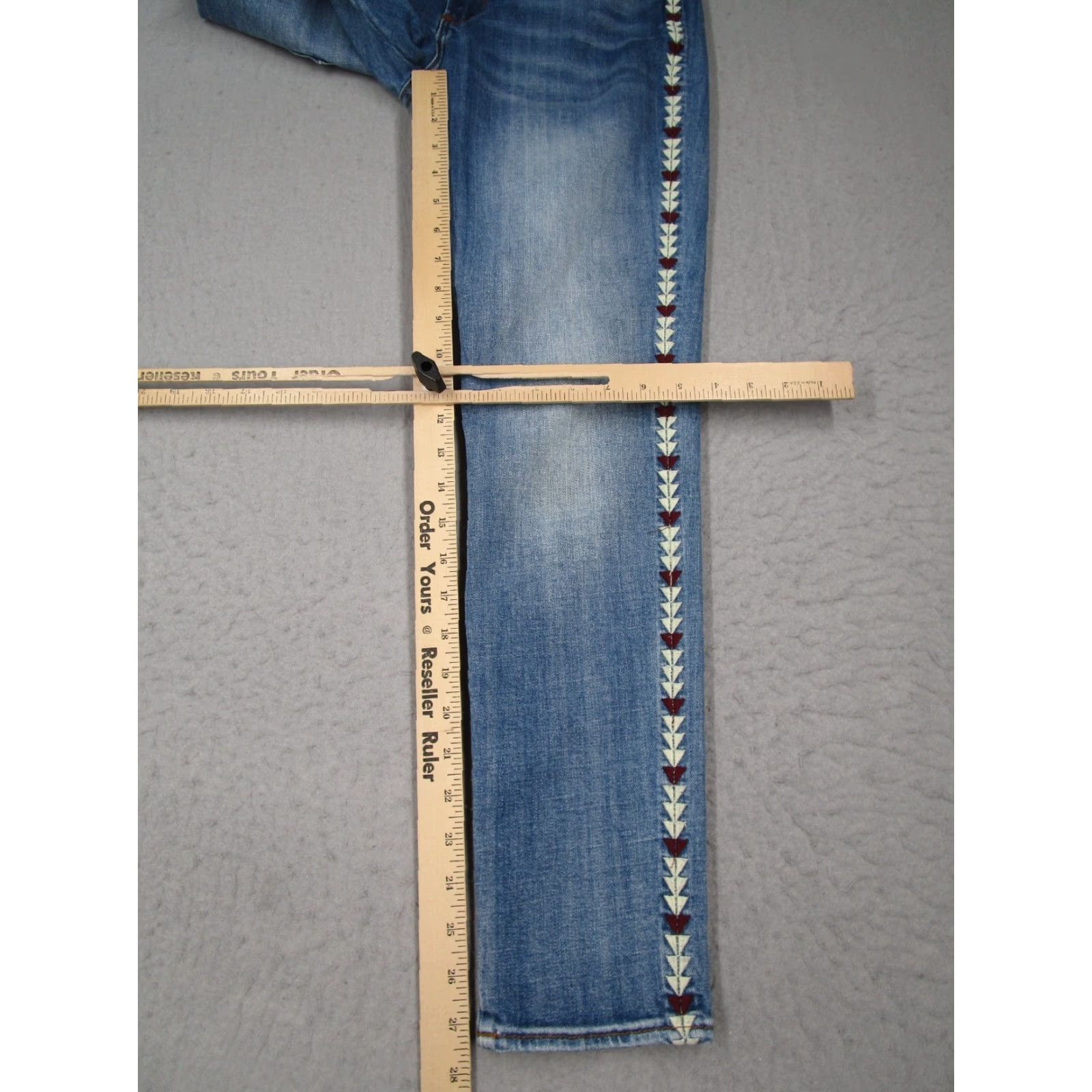 Vintage VINTAGE Driftwood Women's Jeans 29 Blue Classic Fit Denim Hippie Aztec Festival Boho Size 29" - 6 Thumbnail