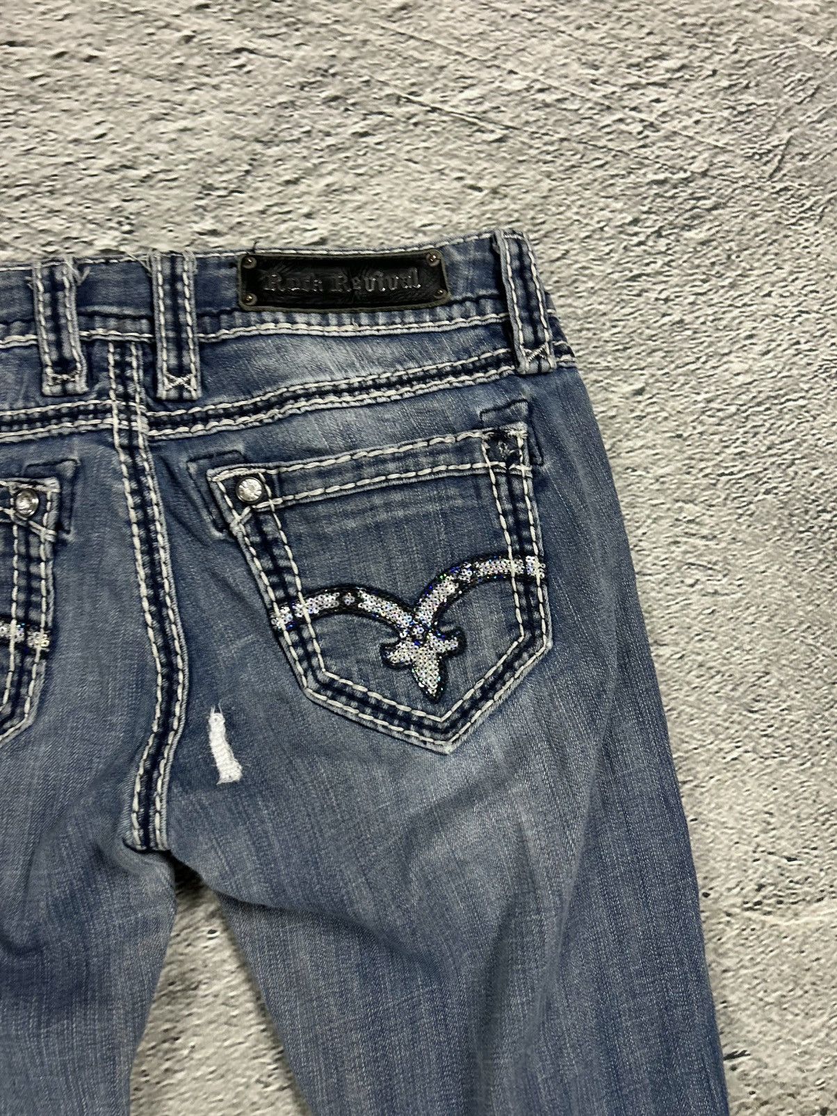 Rock Revival Rock Revival rhinestone glitter jeans Y2K flared denisa Size 29" - 4 Thumbnail