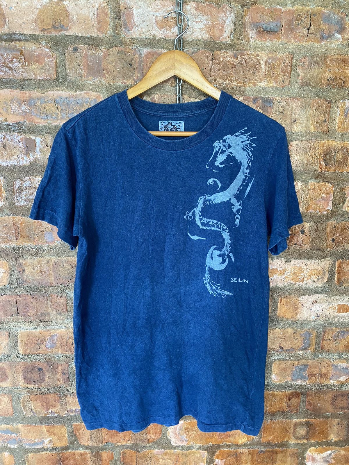 Blue Blue Japan 1990s Blue Blue Japan Okura Seilin Dragons indigo tee Size US M / EU 48-50 / 2 - 2 Thumbnail