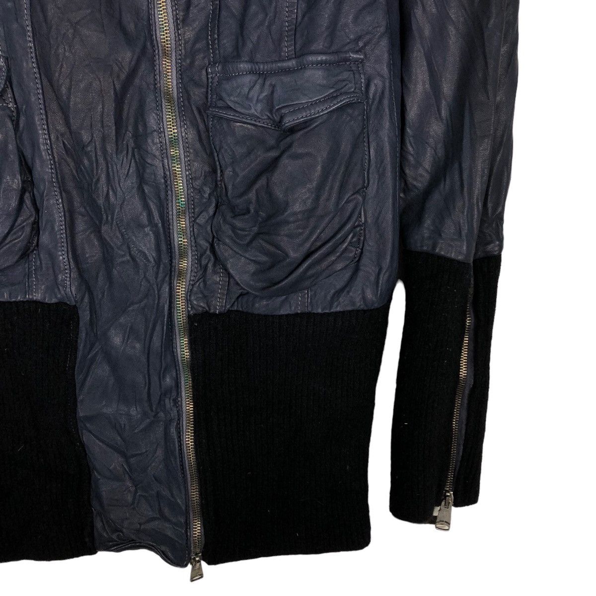 Giorgio Brato 🔥Vtg Cropped Leather Jacket Biker Wool Blanket Giorgi Brato Size US S / EU 44-46 / 1 - 5 Thumbnail