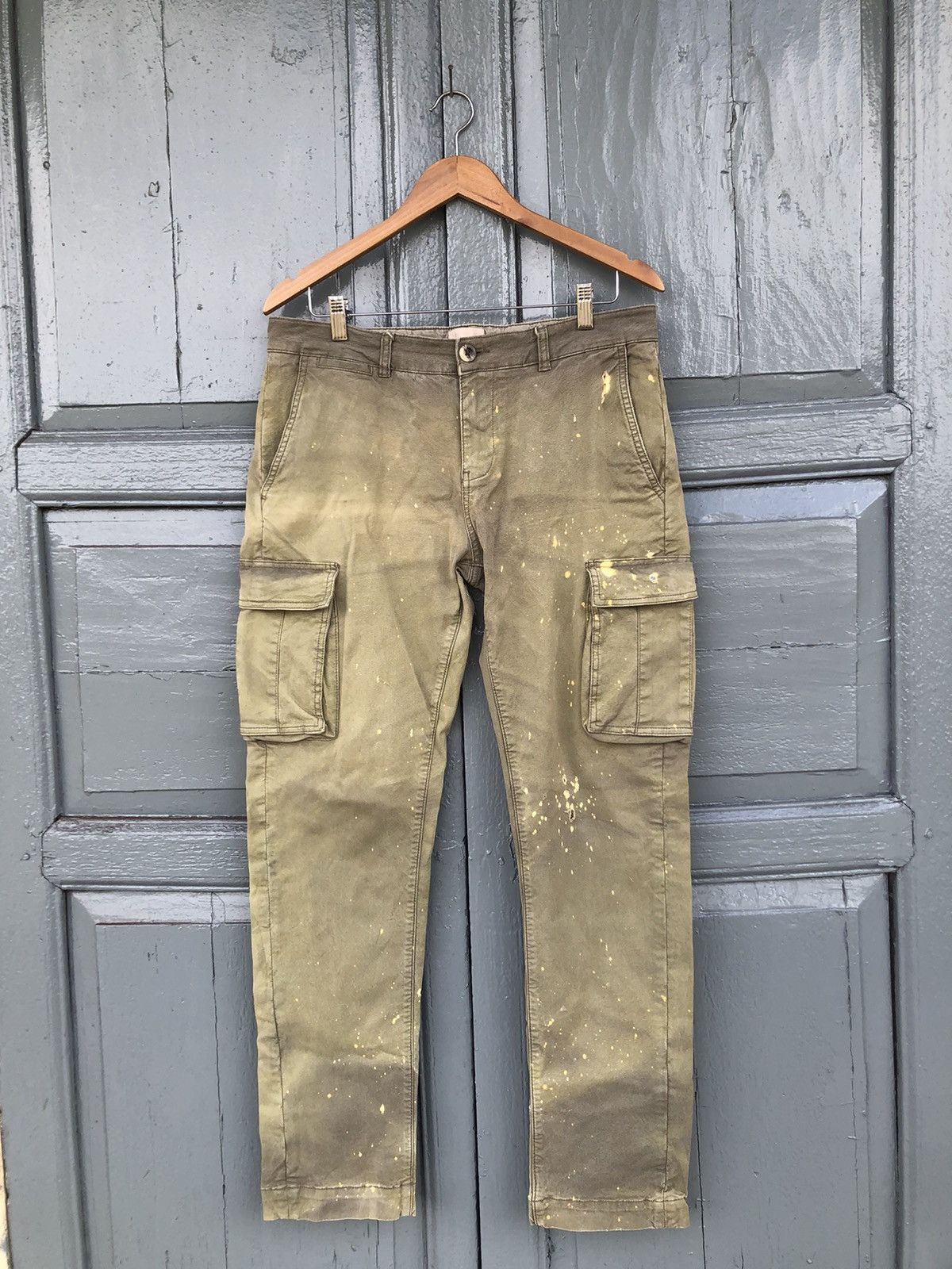 J.A.C.H.S. Mfg. Co. × JACHS NY Jachs olive sun faded Splatter paint Cargo Pants Size US 35 - 1 Thumbnail