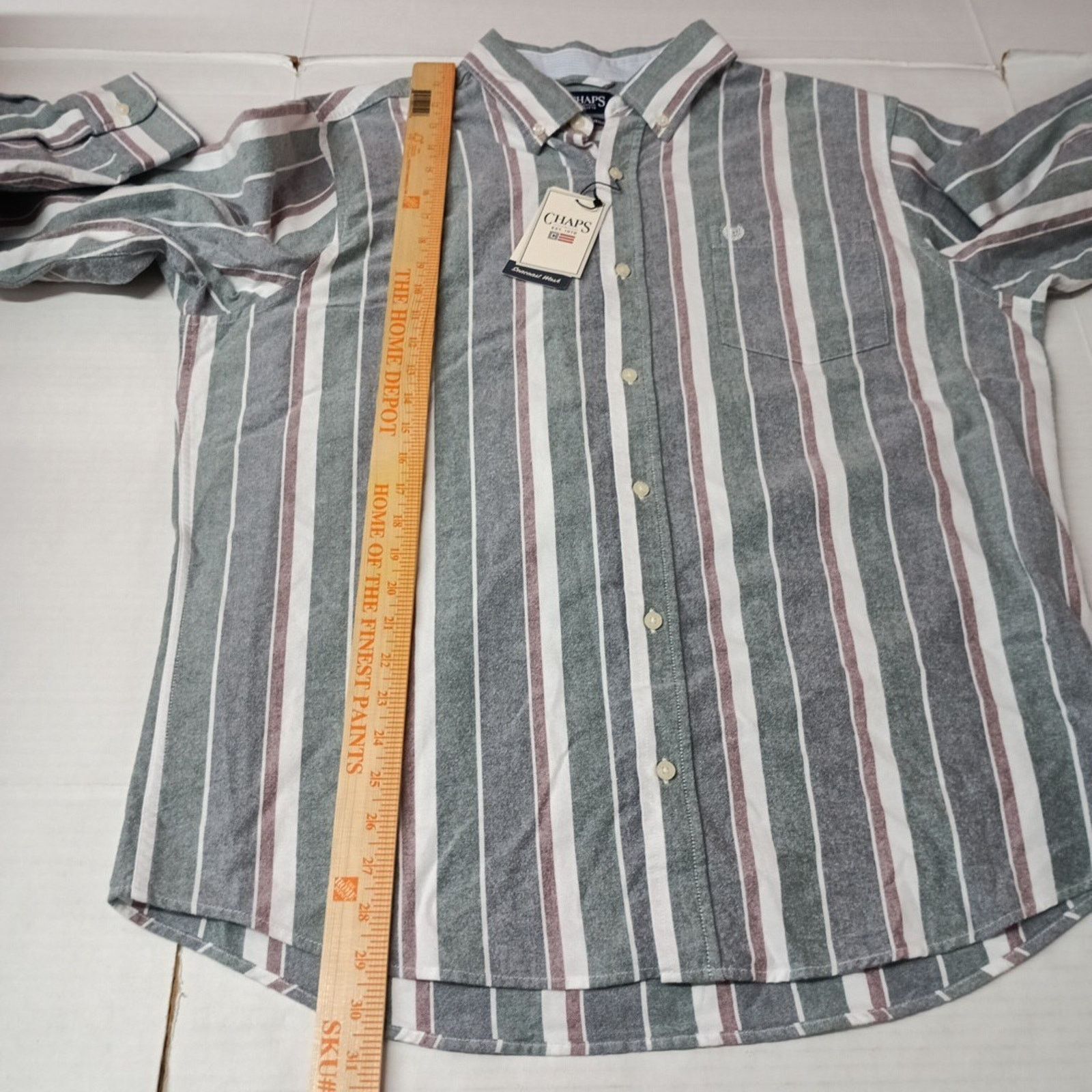 Chaps Chaps Seacoast Oxford Woven Shirt Men's XL Evergreen Striped Size US XL / EU 56 / 4 - 6 Thumbnail