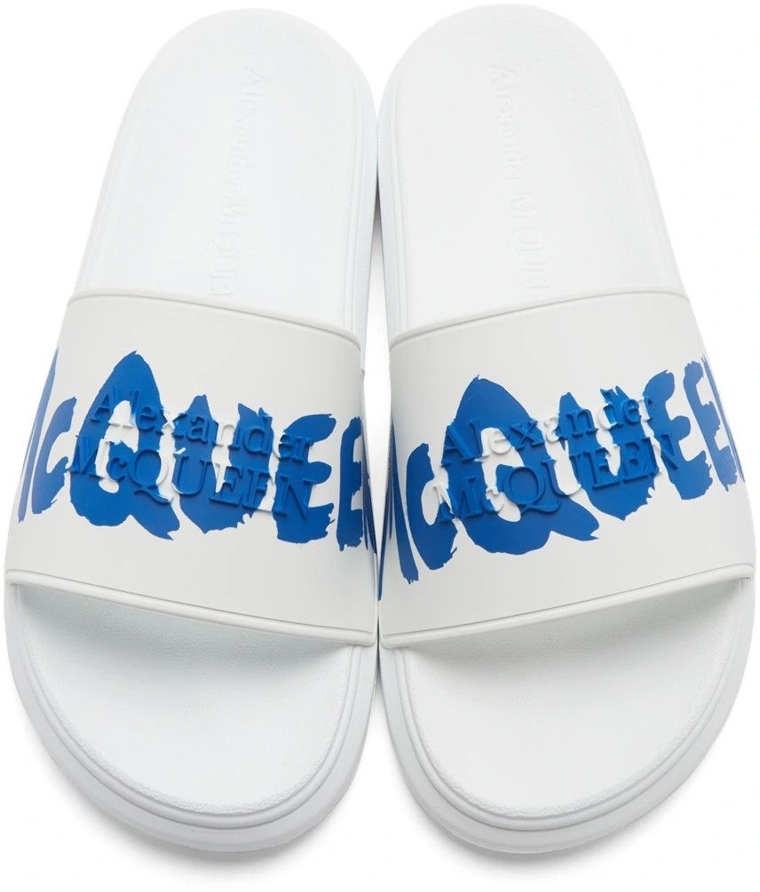 Alexander McQueen New ALEXANDER MCQUEEN Graffiti Logo Slides Size US 12 / EU 45 - 1 Thumbnail