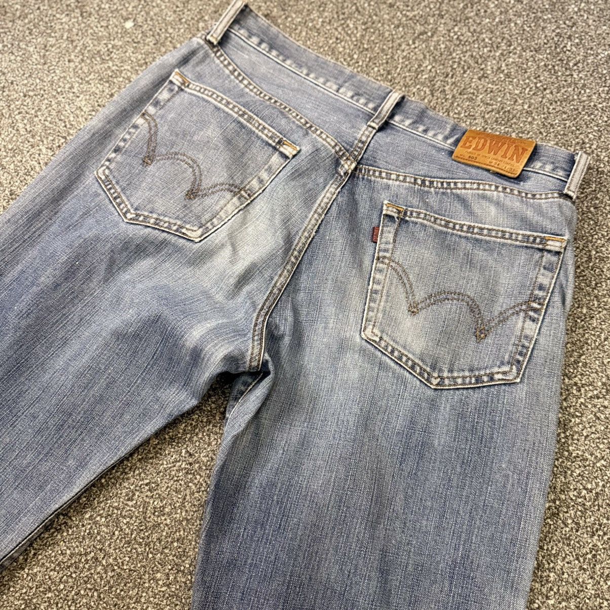 Japanese Brand 🔥🇯🇵 Vintage 90s Distressed Archival Edwin 503 Regular Jeans Size US 34 / EU 50 - 7 Thumbnail