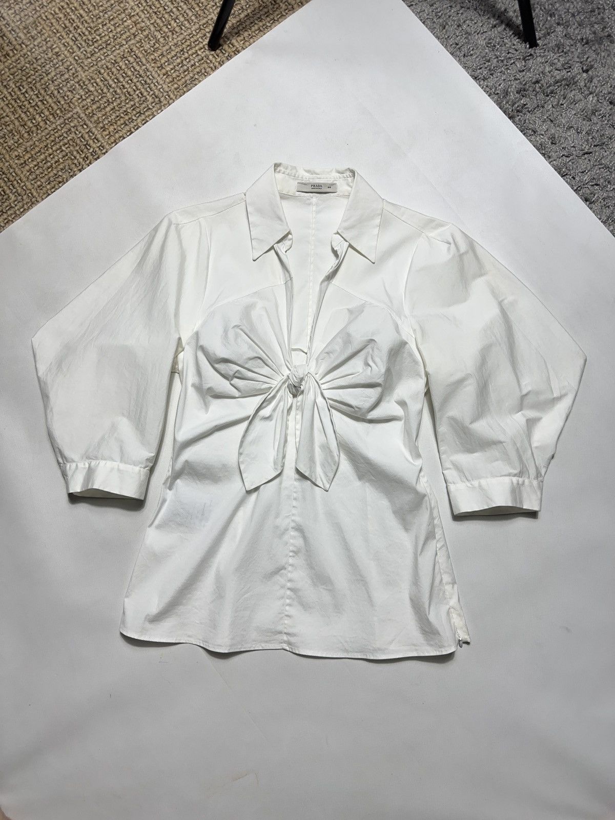 Prada Rare 2009 Prada White Tied Blouse Size M / US 6-8 / IT 42-44 - 1 Thumbnail