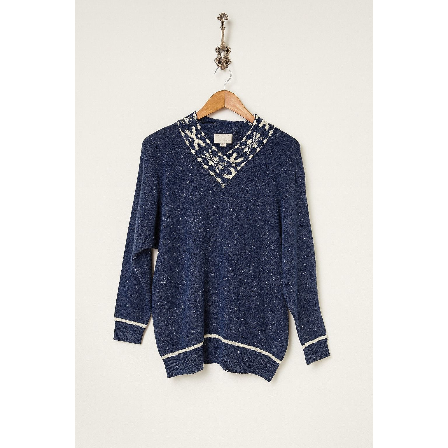 Other Justine Todd · 3X · V-Neck Blue Tweed Wool Blend Sweater Size 3XL / US 20-22 - 1 Thumbnail