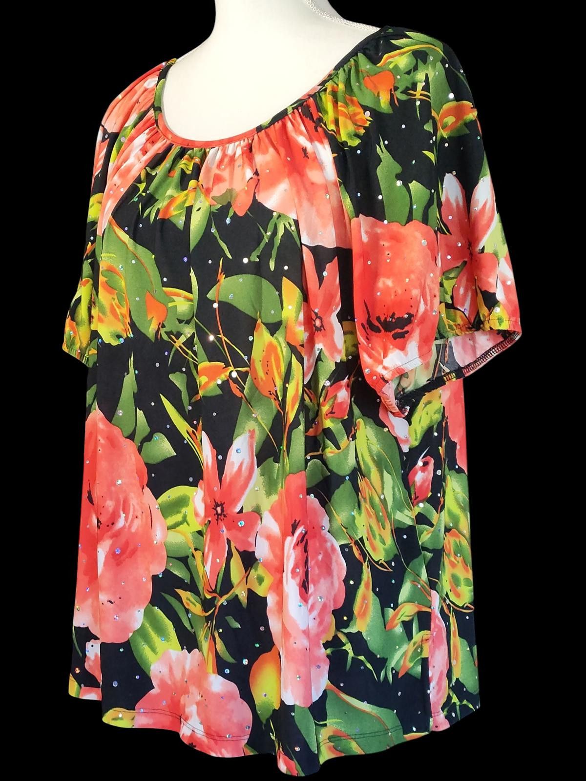 Other C.D. Daniels Floral Print Women's Tunic Top w Short Sleeves Size XXL / US 16-18 / IT 52-54 - 5 Thumbnail