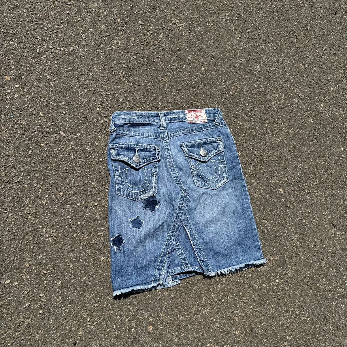 True Religion vintage 90s true religion distressed skirt jeans pants Size 28" / US 6 / IT 42 - 2 Thumbnail