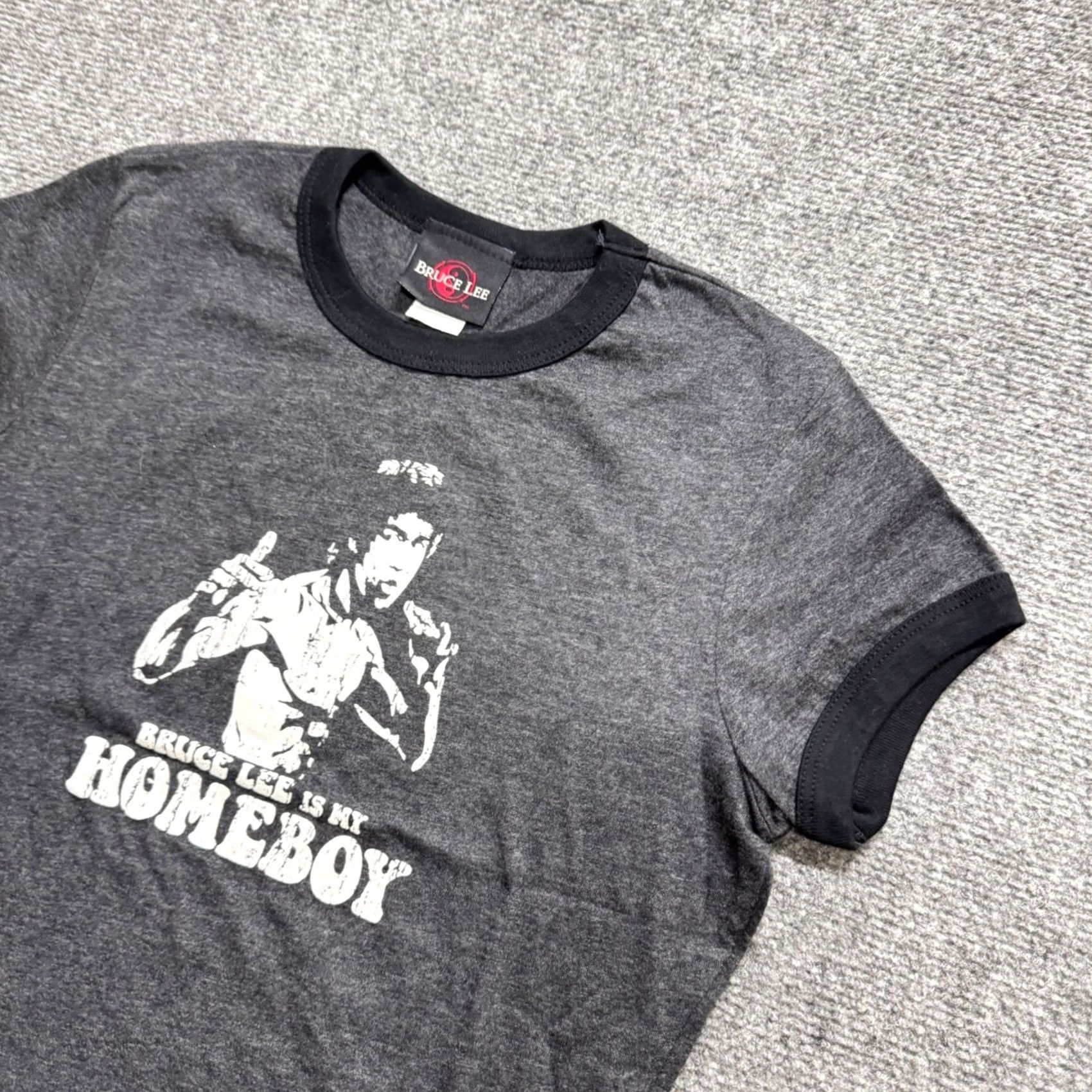 Lee VINTAGE Bruce Lee Shirt Top Womens L Gray Ringer T 90s Y2K Paper Tag Is my Homeboy Shirt Size L / US 10 / IT 46 - 4 Thumbnail