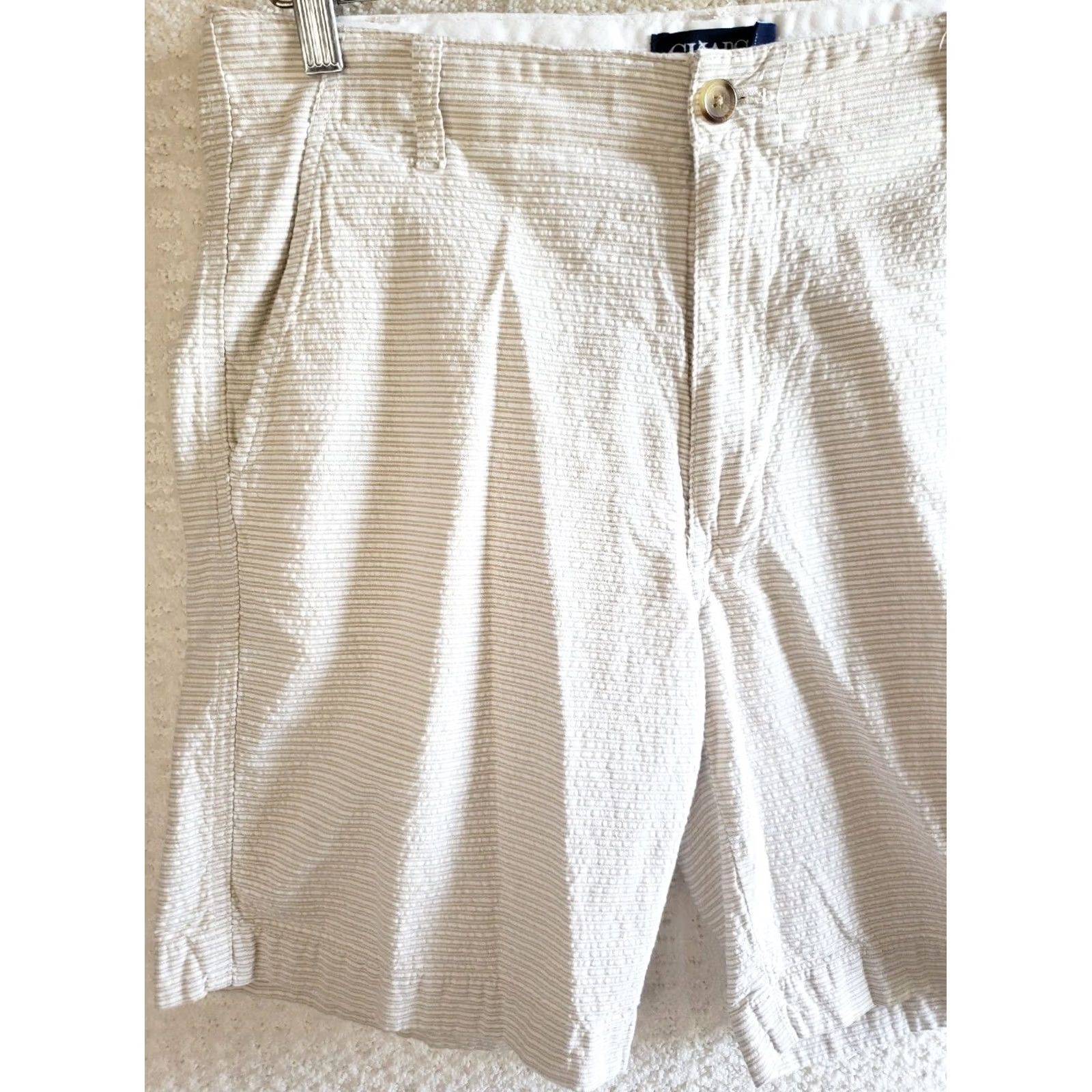 Chaps Chaps Seersucker Shorts Men’s 32x9 Beige-White Striped Chino Style 100% Cotton Size US 32 / EU 48 - 3 Thumbnail
