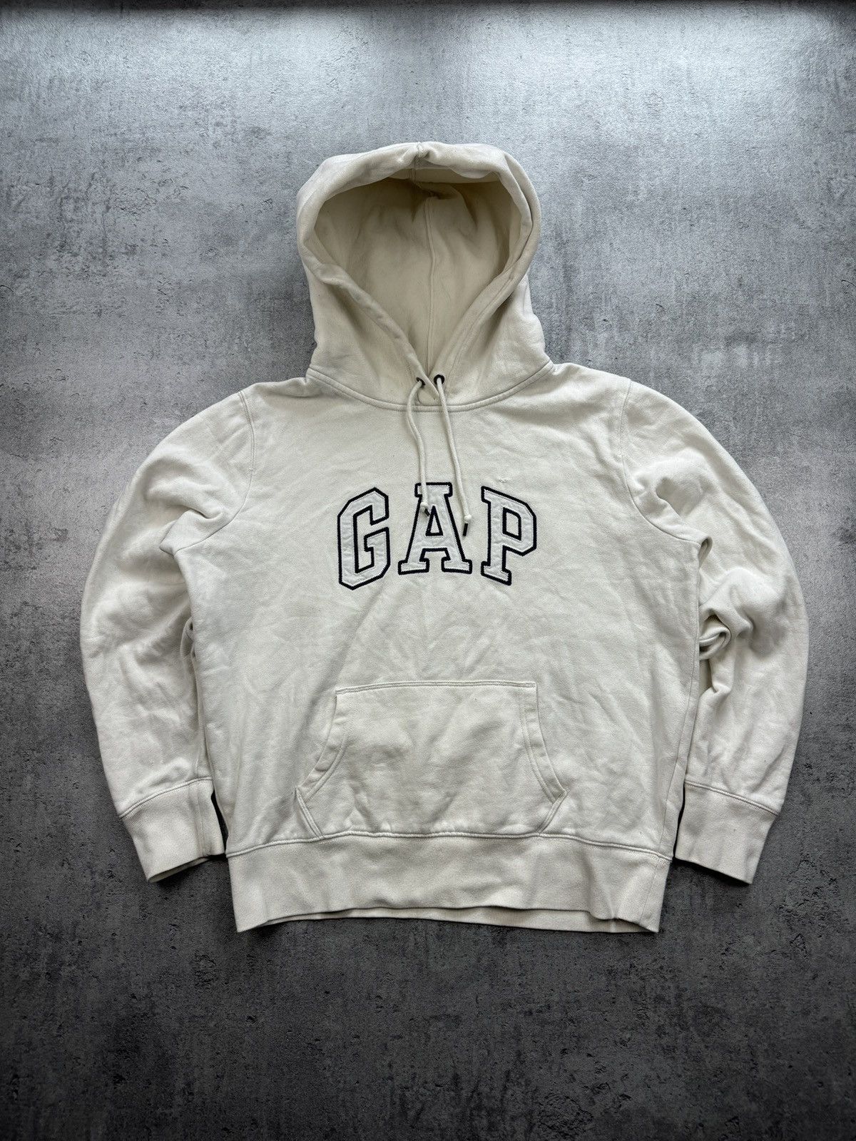 Gap × Vintage GAP boxy hoodie beige vintage spellout logo rap skate y2k Size US M / EU 48-50 / 2 - 4 Thumbnail