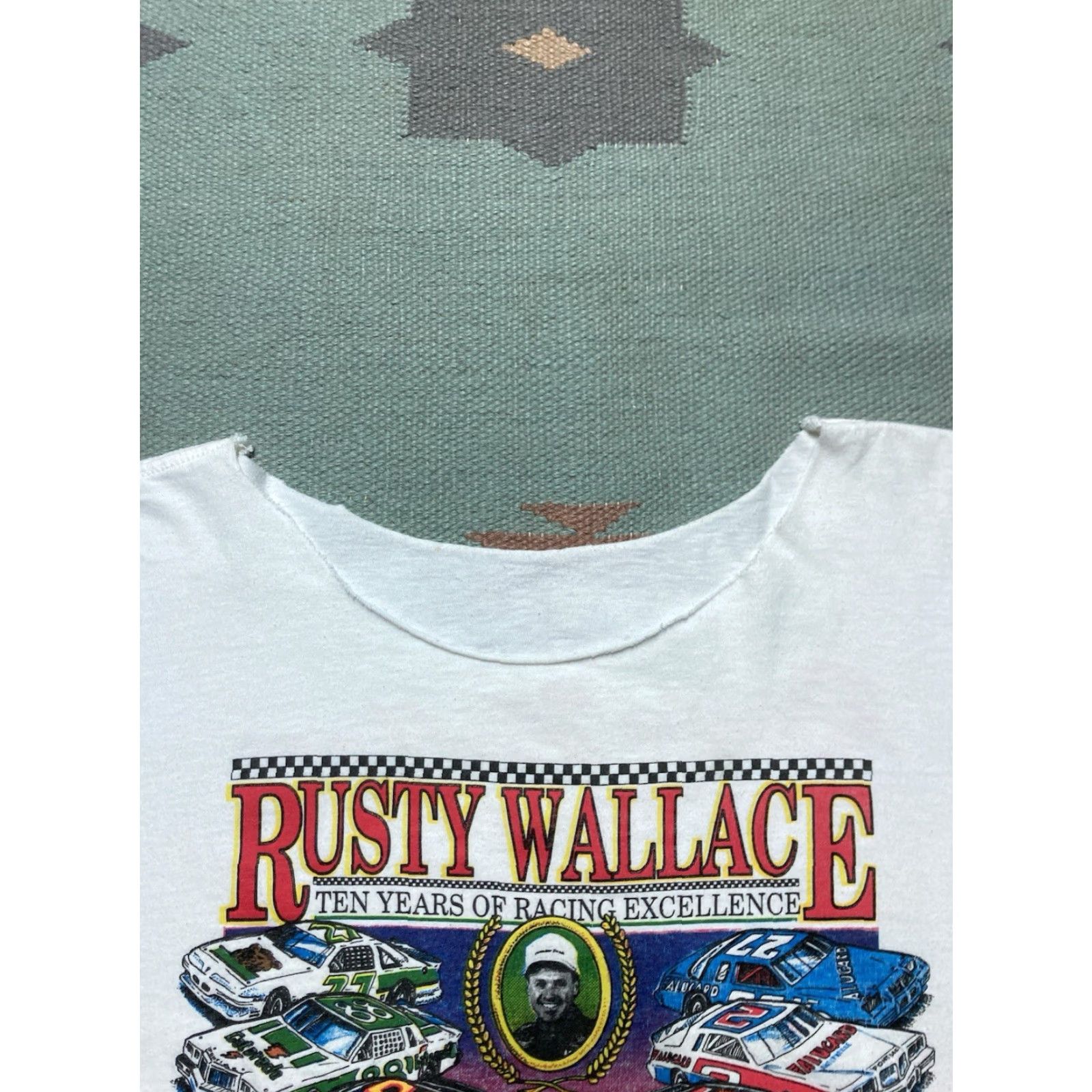 Rusty VINTAGE Rusty Wallace Nascar 90s T-Shirt Graphic Men XL White Shirt Adults Mens Size US XL / EU 56 / 4 - 3 Thumbnail